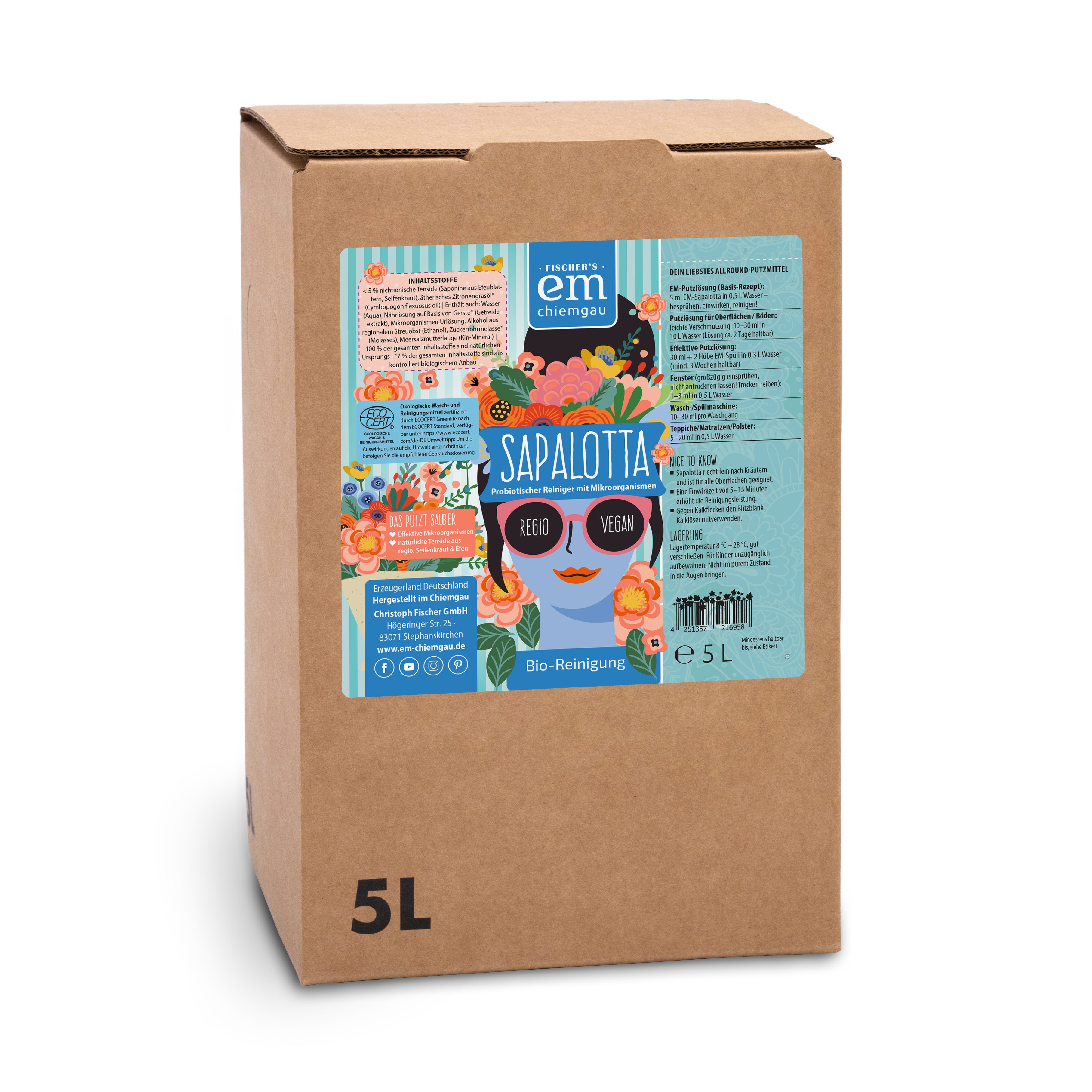 Fischer's EM-Chiemgau Sapalotta Regionaler Allzweckreiniger (Probiotischer Reiniger mit EM, Efeu & Seifenkraut – vegan & ergiebig)