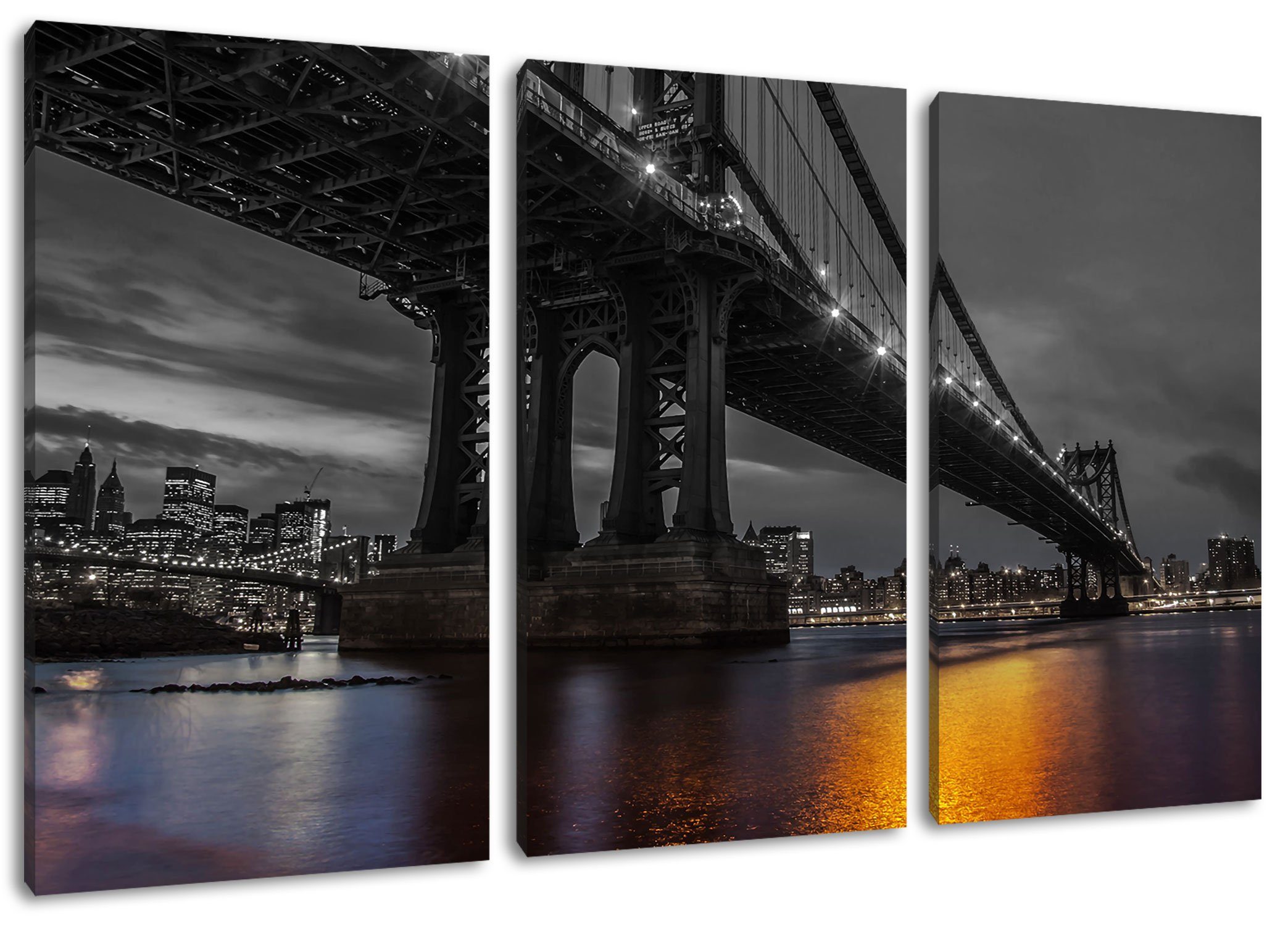 Pixxprint Leinwandbild Manhatten Brücke New York, Manhatten Brücke New York 3Teiler (120x80cm) (1 St), Leinwandbild fertig bespannt, inkl. Zackenaufhänger