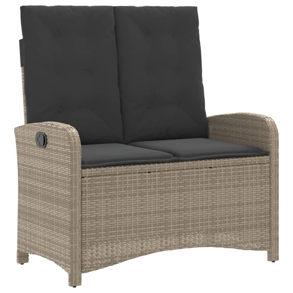 furnicato Gartenbank Verstellbar mit Kissen Hellgrau Poly Rattan (1-St)