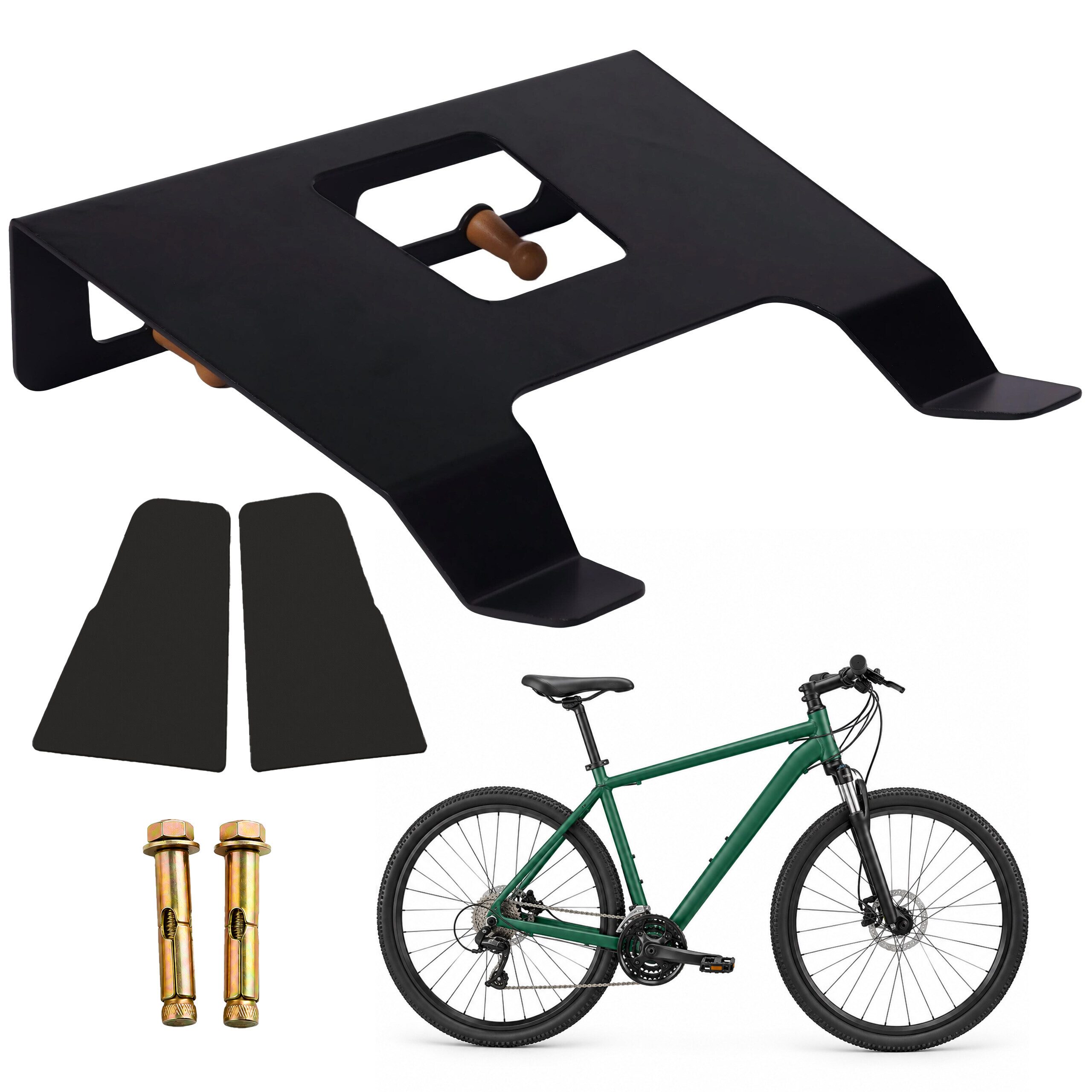 relaxdays Fahrradwandhalterung 3in1 Fahrradwandhalterung Ablage & Haken (5-tlg), schwarz