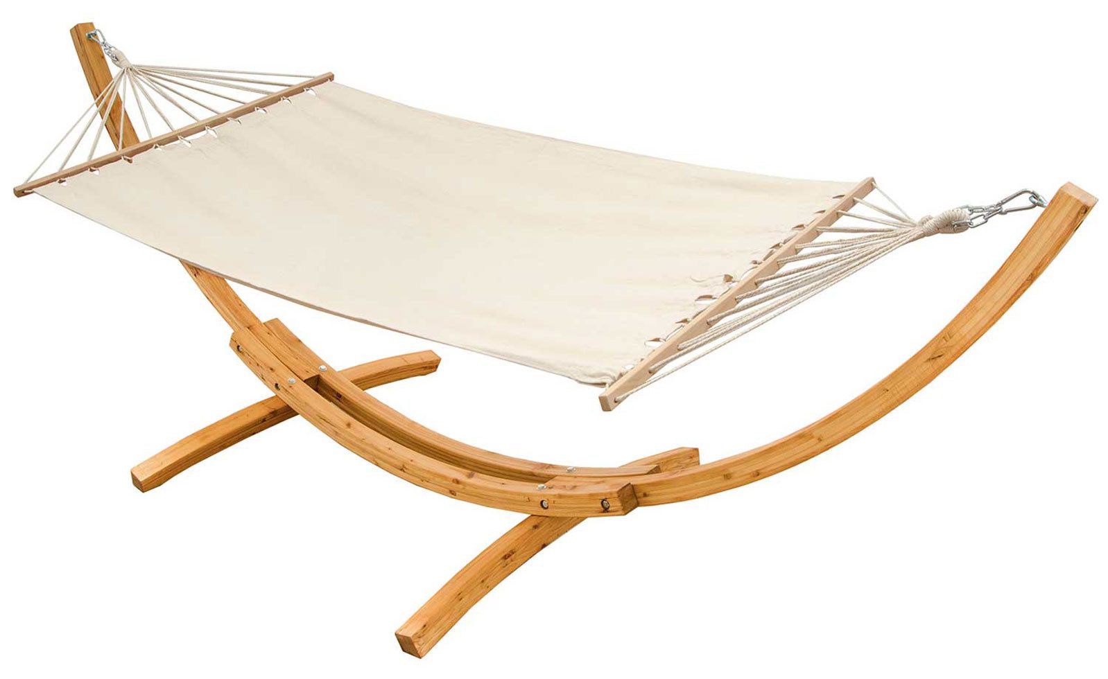 AMANKA Hängematte mit Gestell aus Holz - 200 x 120 cm Doppelhängematte für 2 Personen, XL Stabhängematte - Outdoor Relaxliege für Garten, Terrasse und Balkon