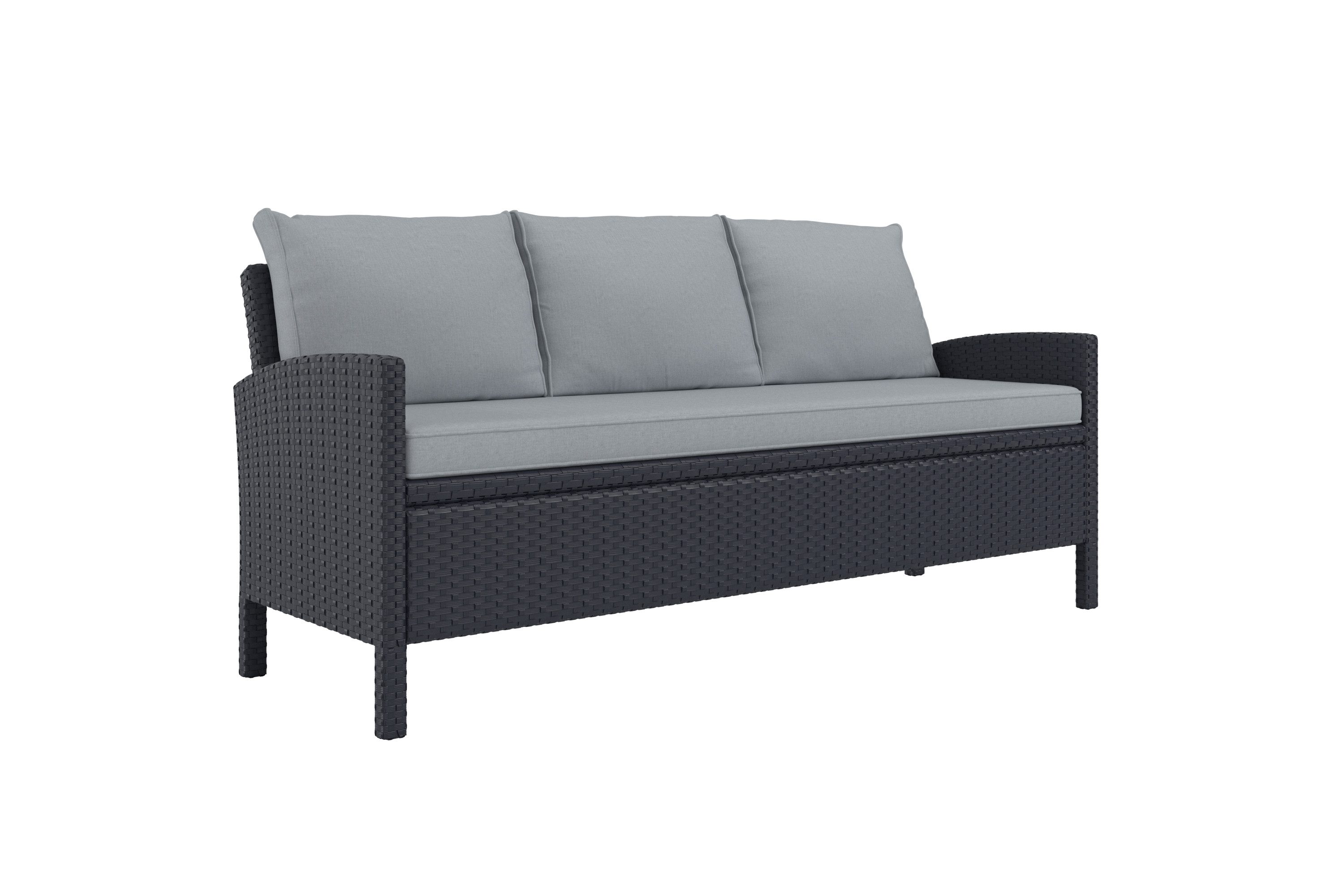 KONIFERA Gartenlounge-Set »Brooklyn«, (Set, 12-tlg., 1x 3er Sofabank, 2 Sessel, Tisch 66x120x74 cm, inkl. Auflagen), Stahl/Polyrattan