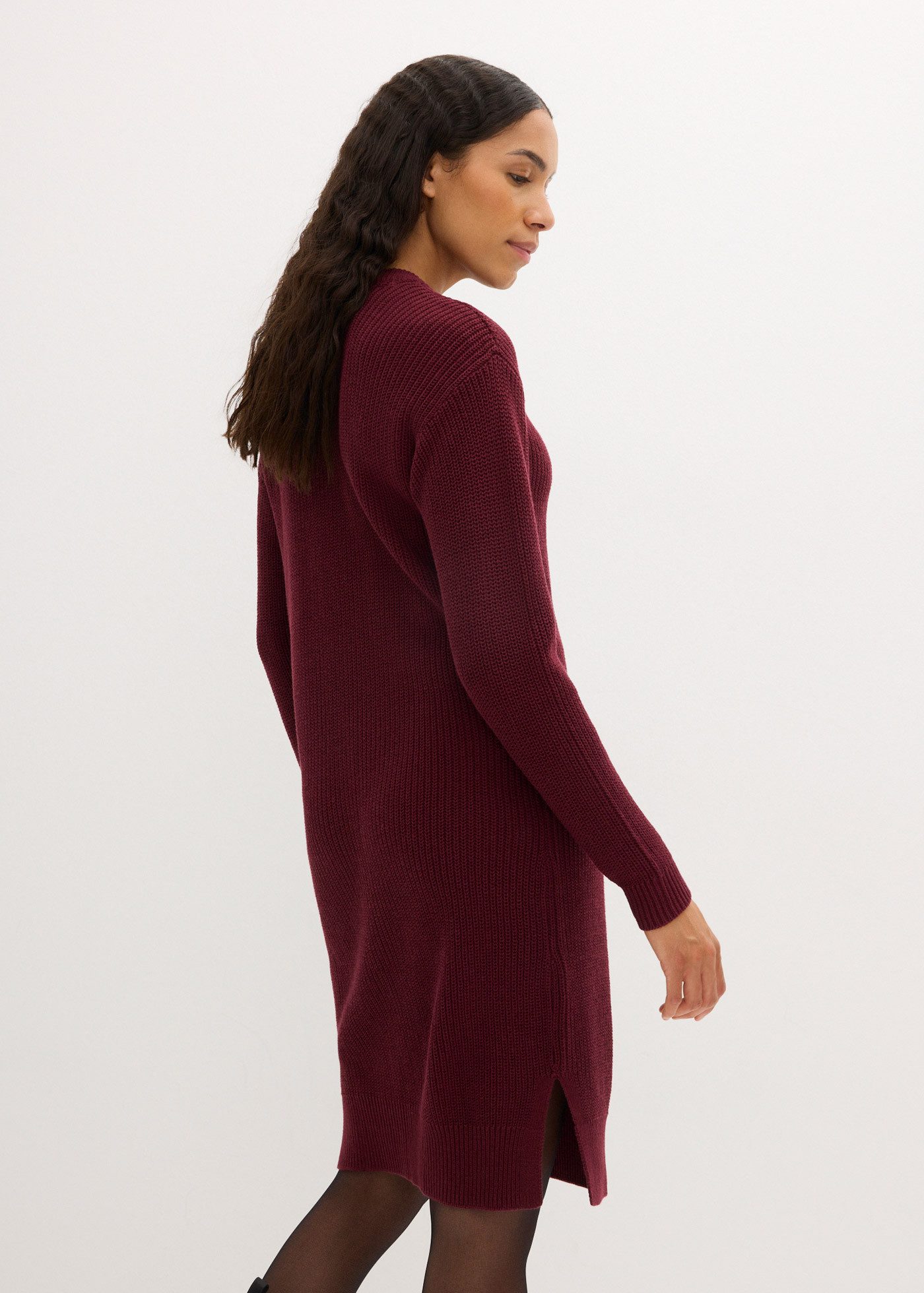 bonprix Strickkleid Oversize-Rippstrick, bequeme Passform, seitliche Schlitze