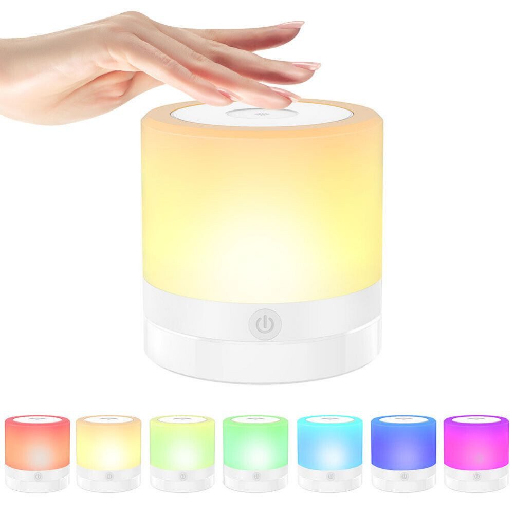 LED Tischleuchte RGB Nachttischlampe Touch Dimmbar Tischlampe 7 Farbmodi Nachtlicht USB