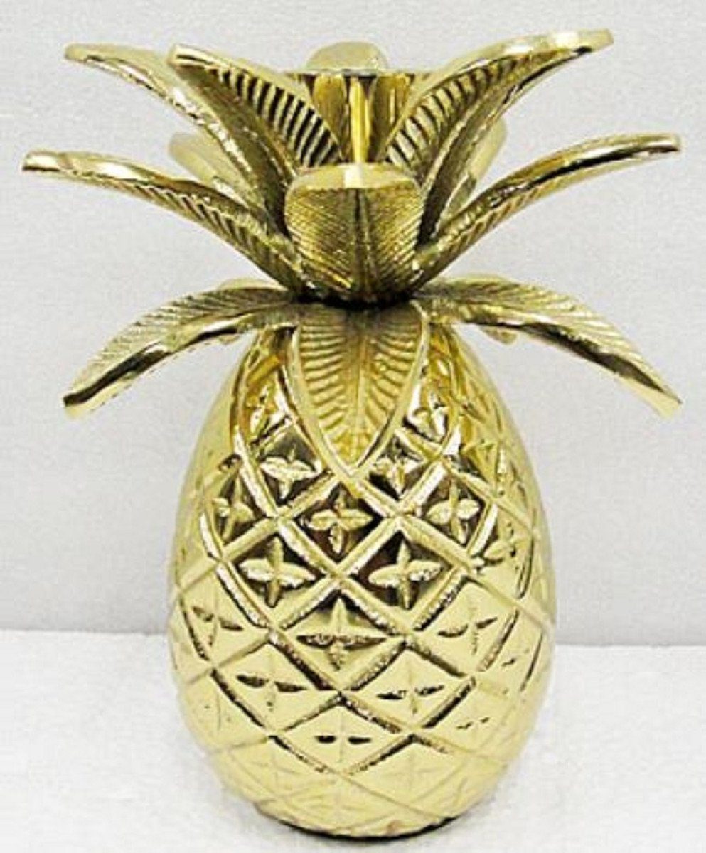 Casa Padrino Kerzenhalter Designer Messing Kerzenhalter Ananas Gold Ø 12 x H. 15 cm - Luxus Accessoires | Kerzenständer