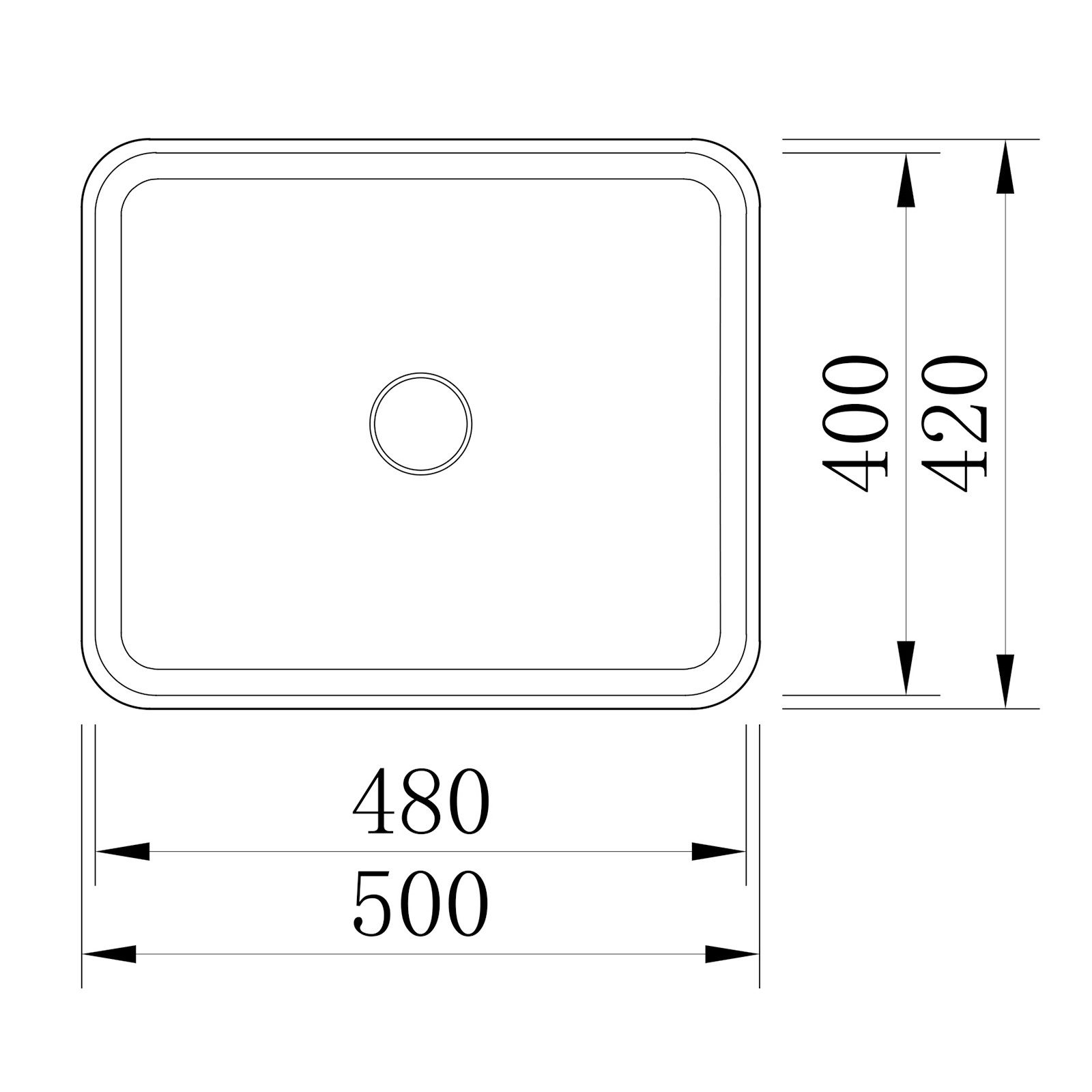 Bernstein Aufsatzwaschbecken NT2524 50cm Beton-Optik matt, Aufsatzwaschbecken eckig Beton-Optik strukturiert ohne Ablauf