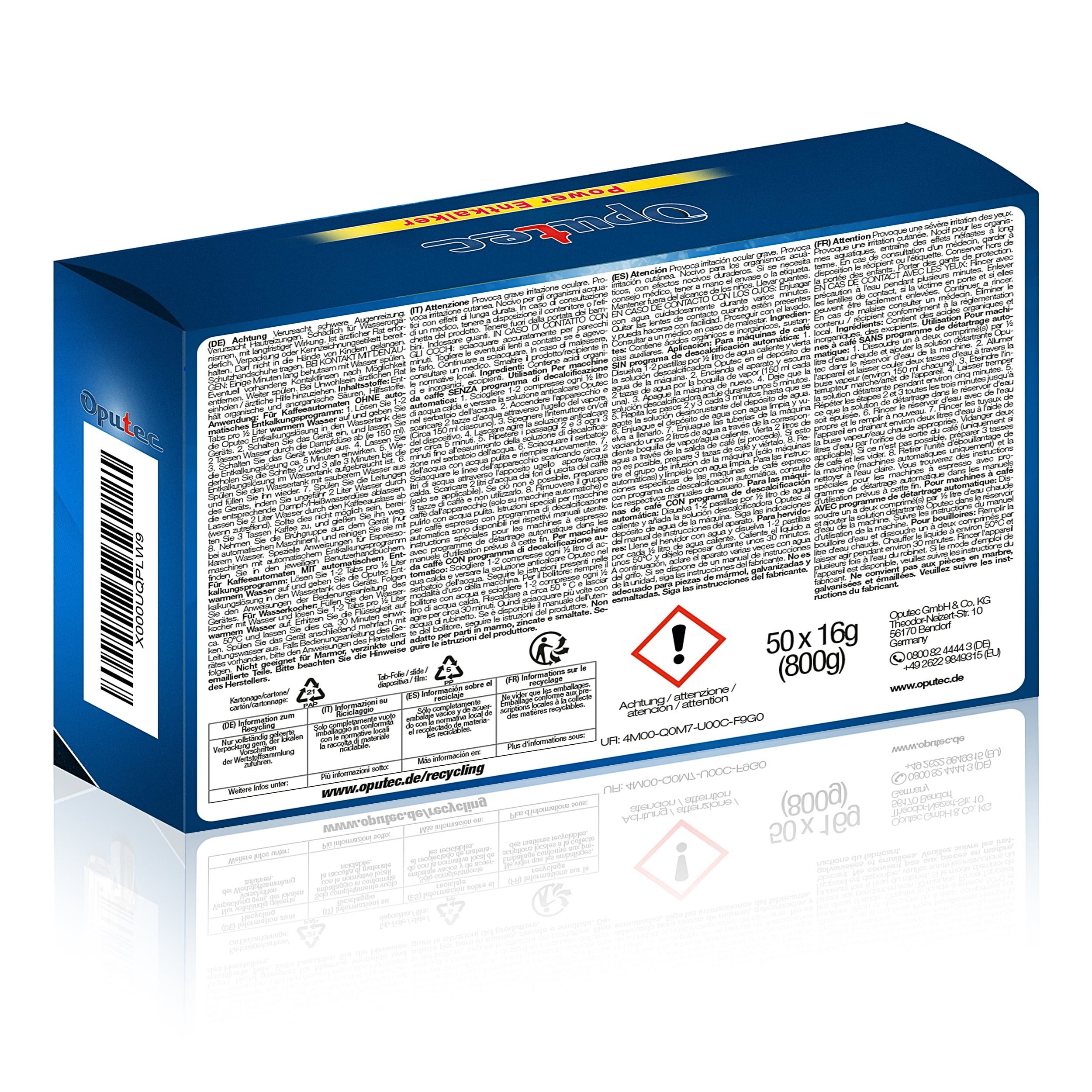 Oputec 100x Kaffeevollautomaten Entkalker Tabs Entkalkungstabletten Entkalkungstabletten (Spar-Set)