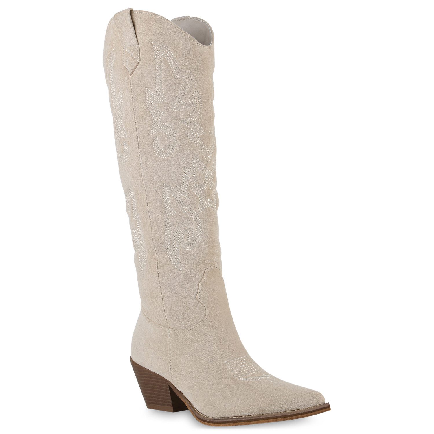 VAN HILL 839869 Cowboystiefel Damen Leicht Gefütterte Cowboystiefel Stiefel Stickereien