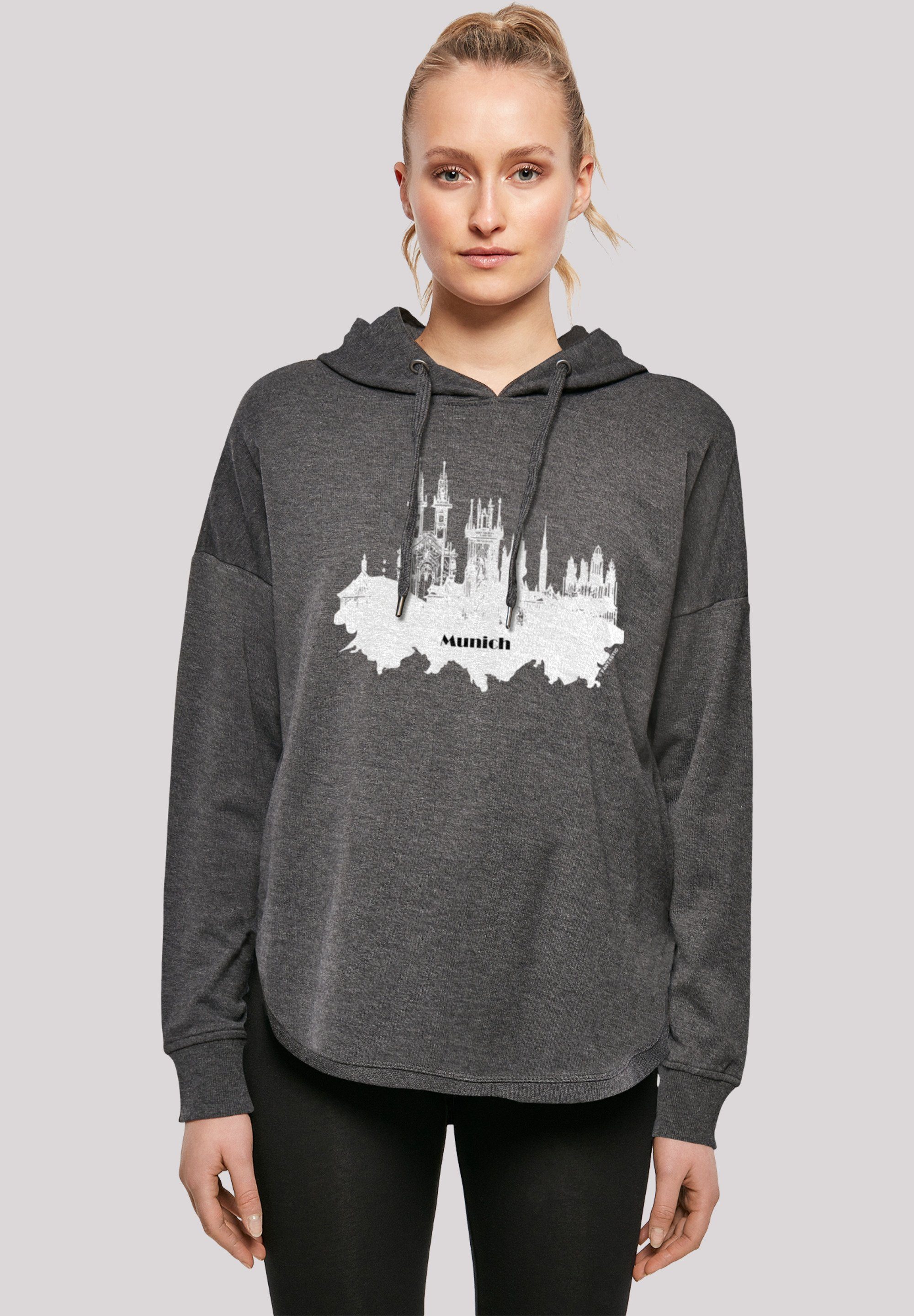 F4NT4STIC Kapuzenpullover Cities Collection - Munich skyline Print charcoal