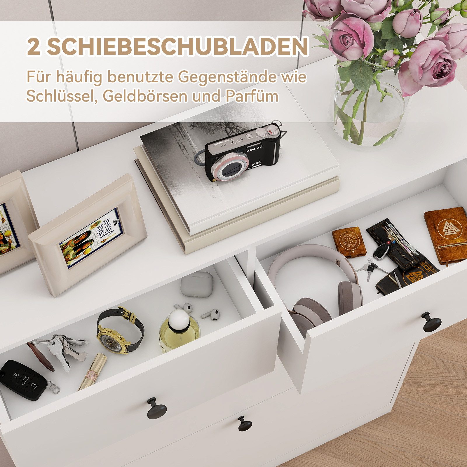 Puluomis Schuhschrank Schuhkipper mit 2 Schublade, 2 Klappen Schuhregal 24x günstig online kaufen