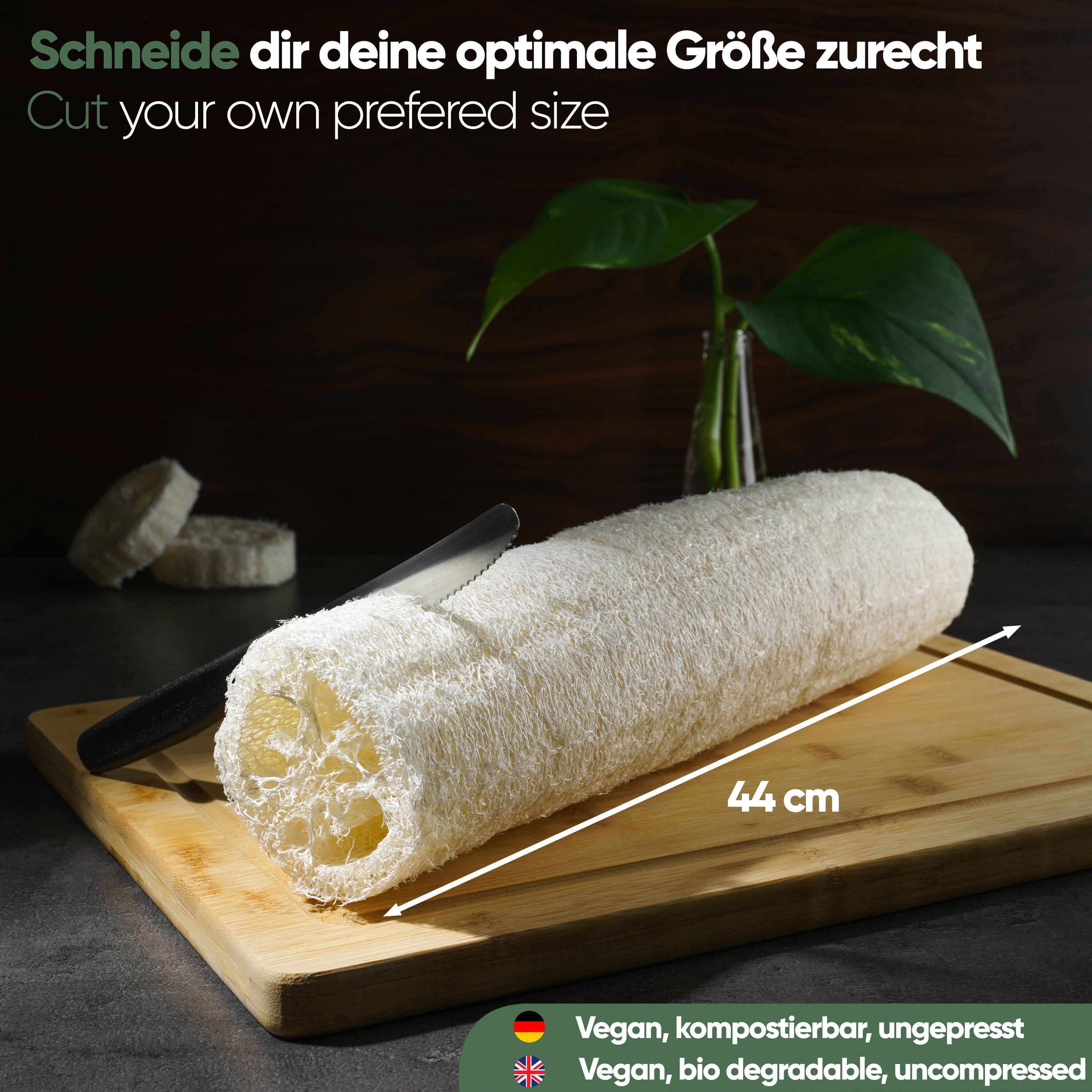 Loofah Moments Bastelnaturmaterial Luffaschwamm, Luffa Gurke, Länge ca. 44cm, vegan