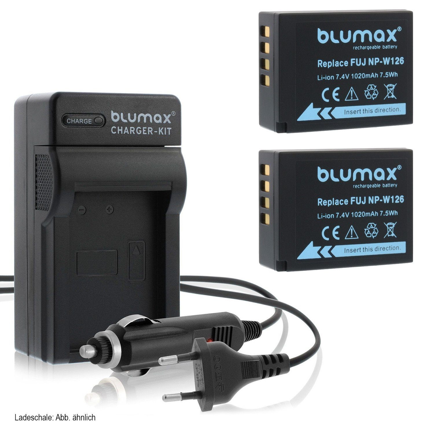 Blumax Set mit Lader für Fuji NP-W126 -W126s 1020 mAh Kamera-Akku