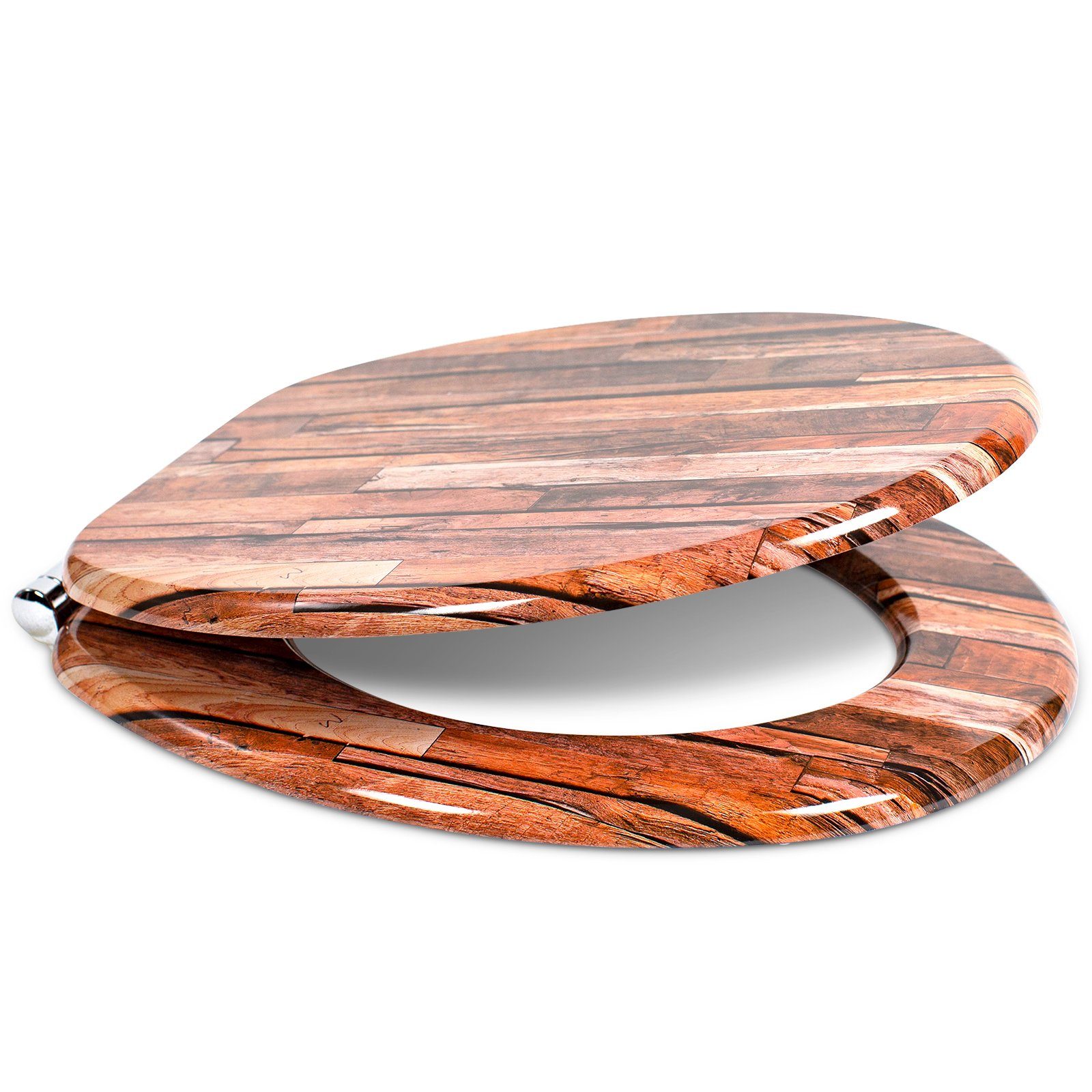 Thumbnail - Sanfino WC-Sitz "Industrial Wood" Premium Toilettendeckel mit Absenkautomatik aus Holz, mit schöner Holz-Optik, hohem Si...