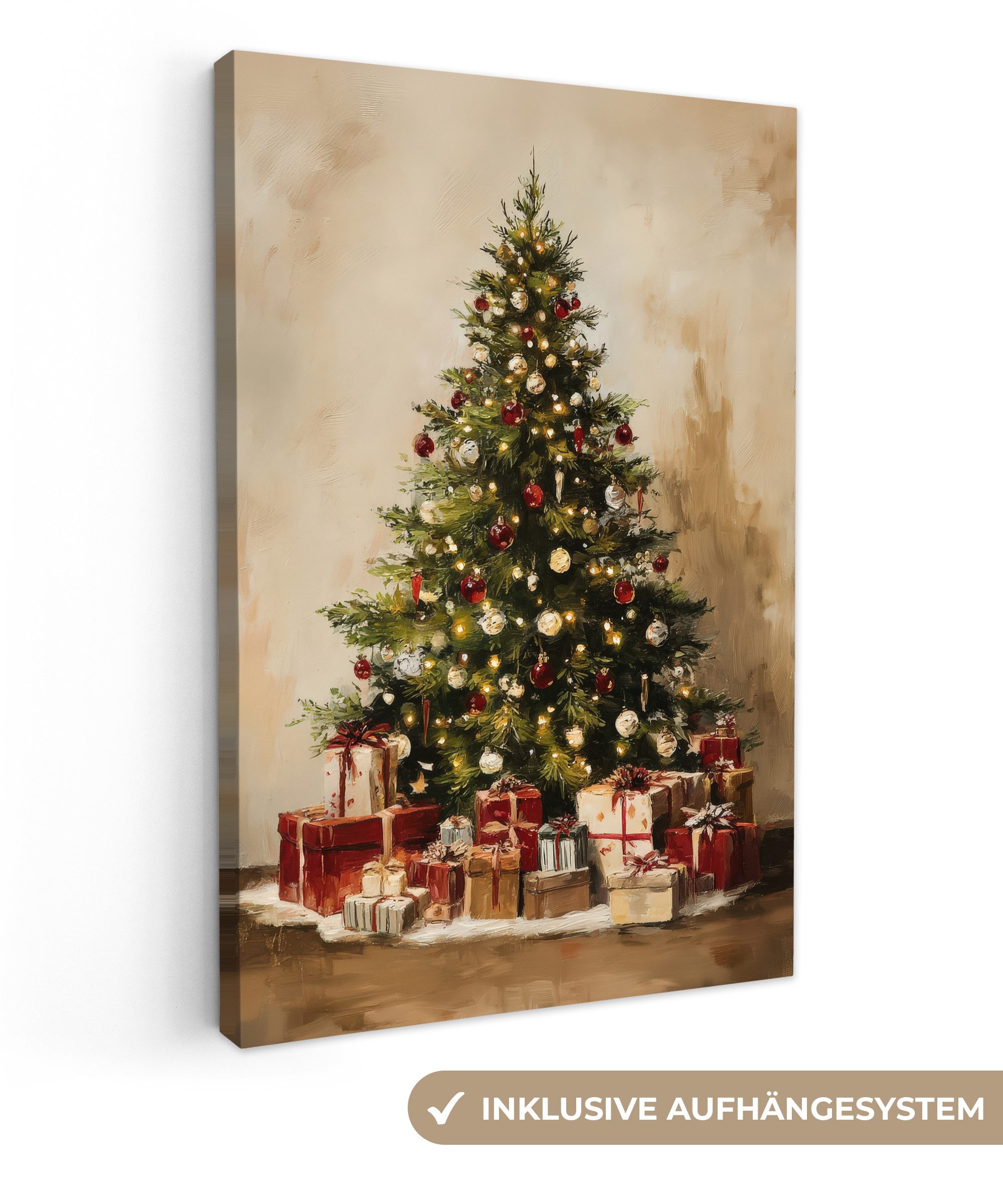 OneMillionCanvasses® Leinwandbild Weihnachtsbaum - Geschmückt - Farbenfroh, günstig online kaufen