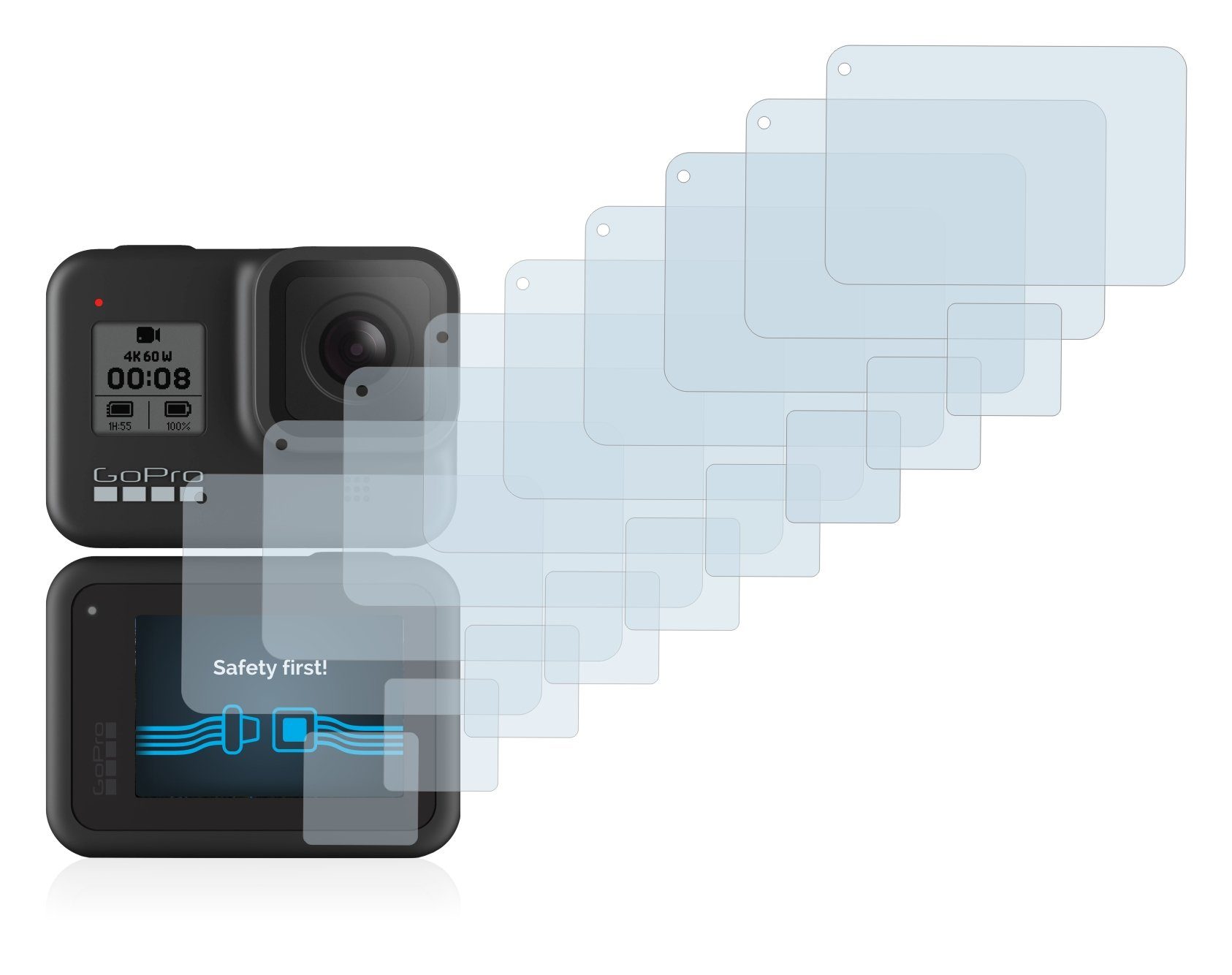 Savvies »Schutzfolie« für GoPro Hero 8 Black, Displayschutzfolie, 18 Stück,  Folie klar
