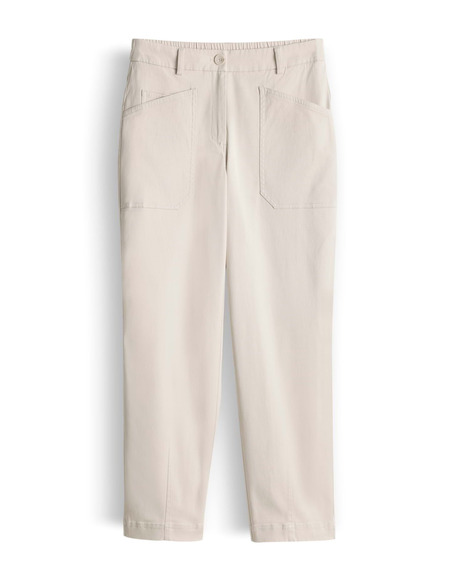 OPUS Cargohose Melina urban aus fließendem Mélange Twill Abnäher am Saum, aufgesetzte Cargotaschen, pflegeleicht