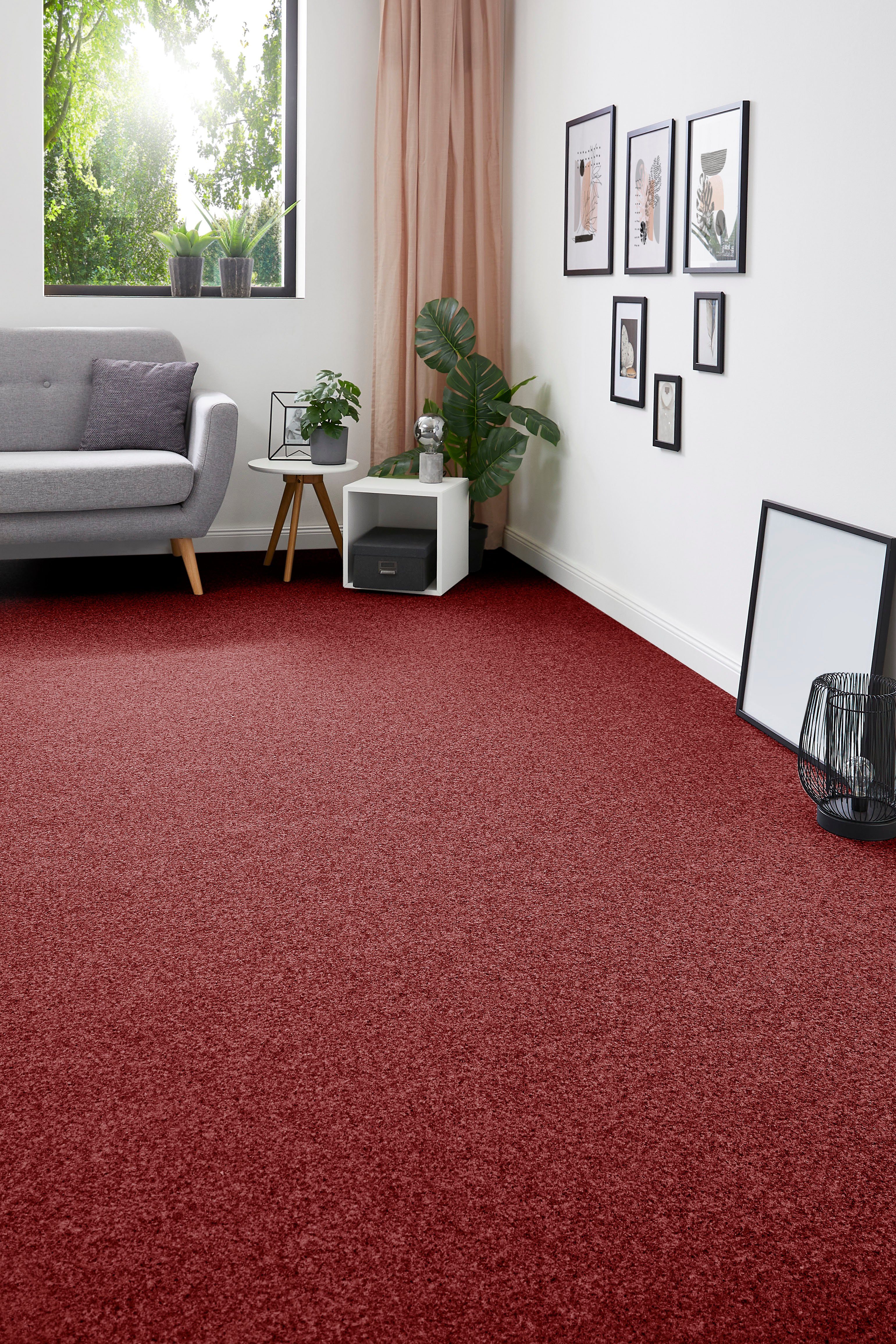 Teppichboden Coupon Nadelvlies Invita, Andiamo, rechteckig, Höhe: 5 mm, melierte Optik, Breite 200 cm oder 400 cm, robust & strapazierfähig rot