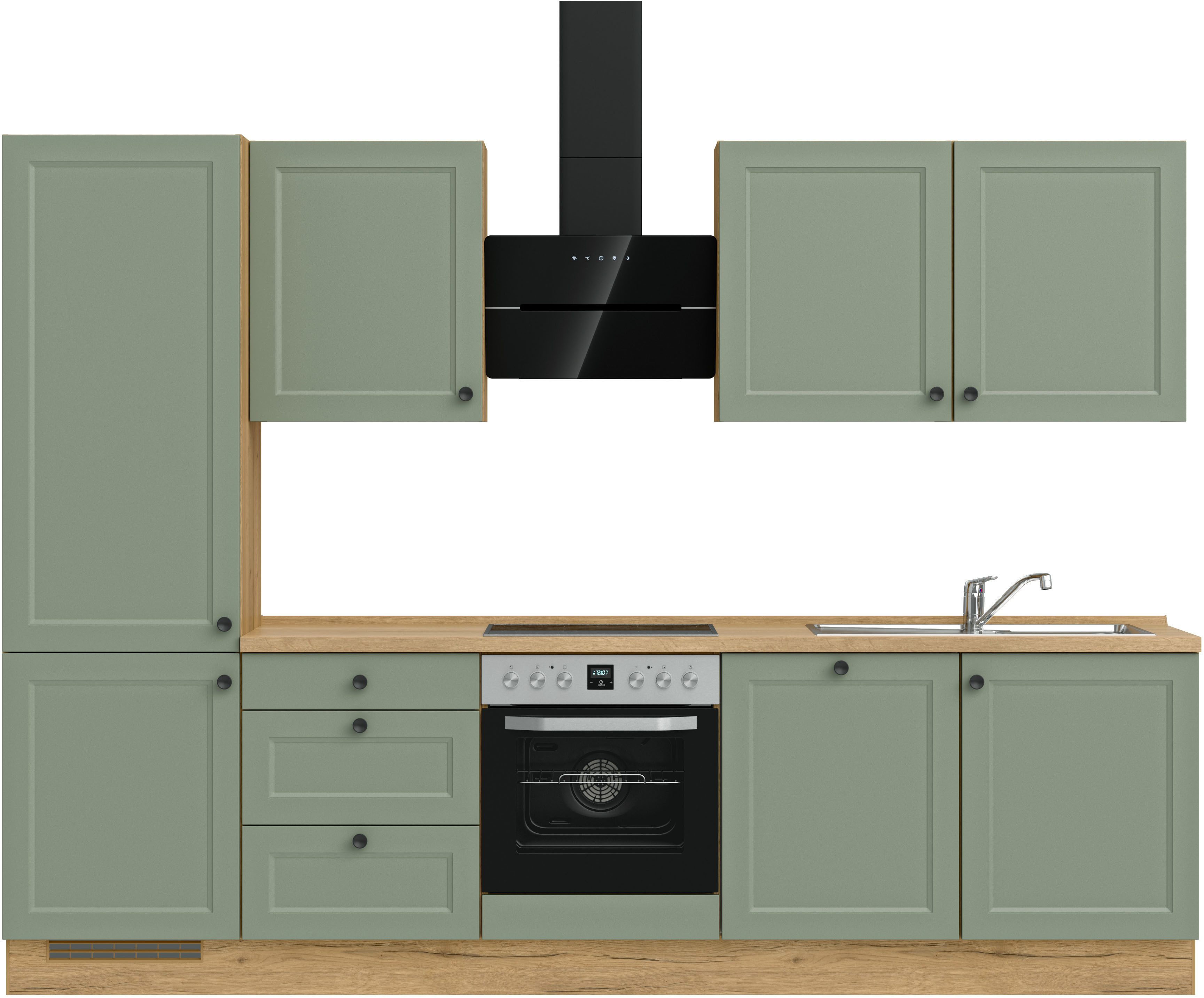 nobilia® Кухниzeile "Cascada II", vormontiert, Breite 300 cm, Ausrichtung wählbar, wahlw. mit E-Geräten