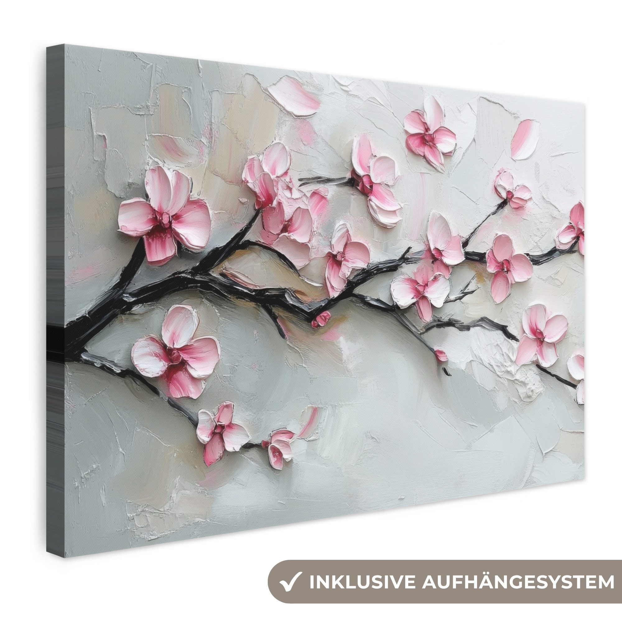 OneMillionCanvasses® Leinwandbild Blüte - Künstlerisch - Rosa - Sakura, Fotodruck (1 St), Leinwand Bilder Klein, Wand Dekoration Aesthetic 30x20 cm