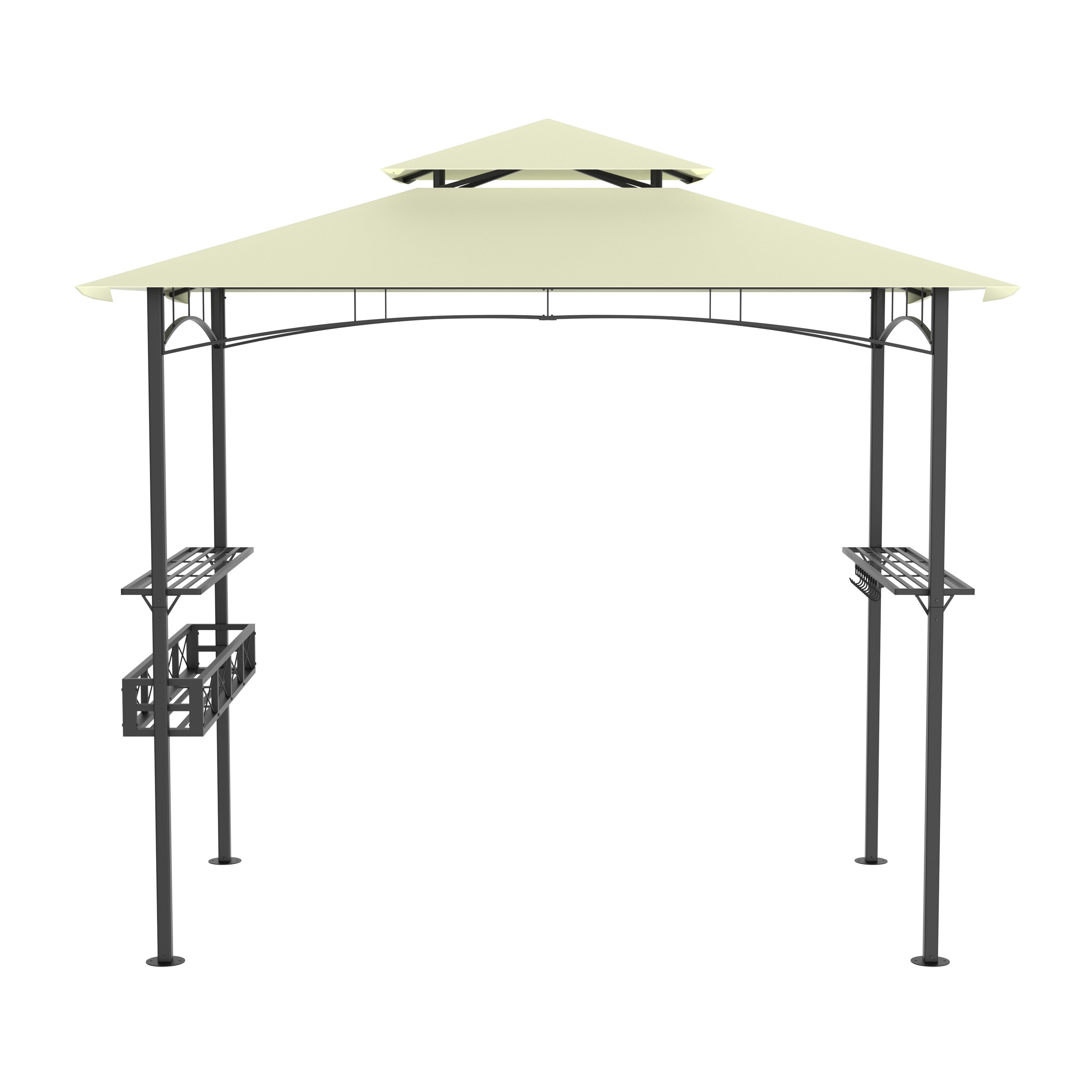 FIVMEN Grillpavillon 2,45 x 1,53 m, Beige, mit Doppeldach & Ablagen