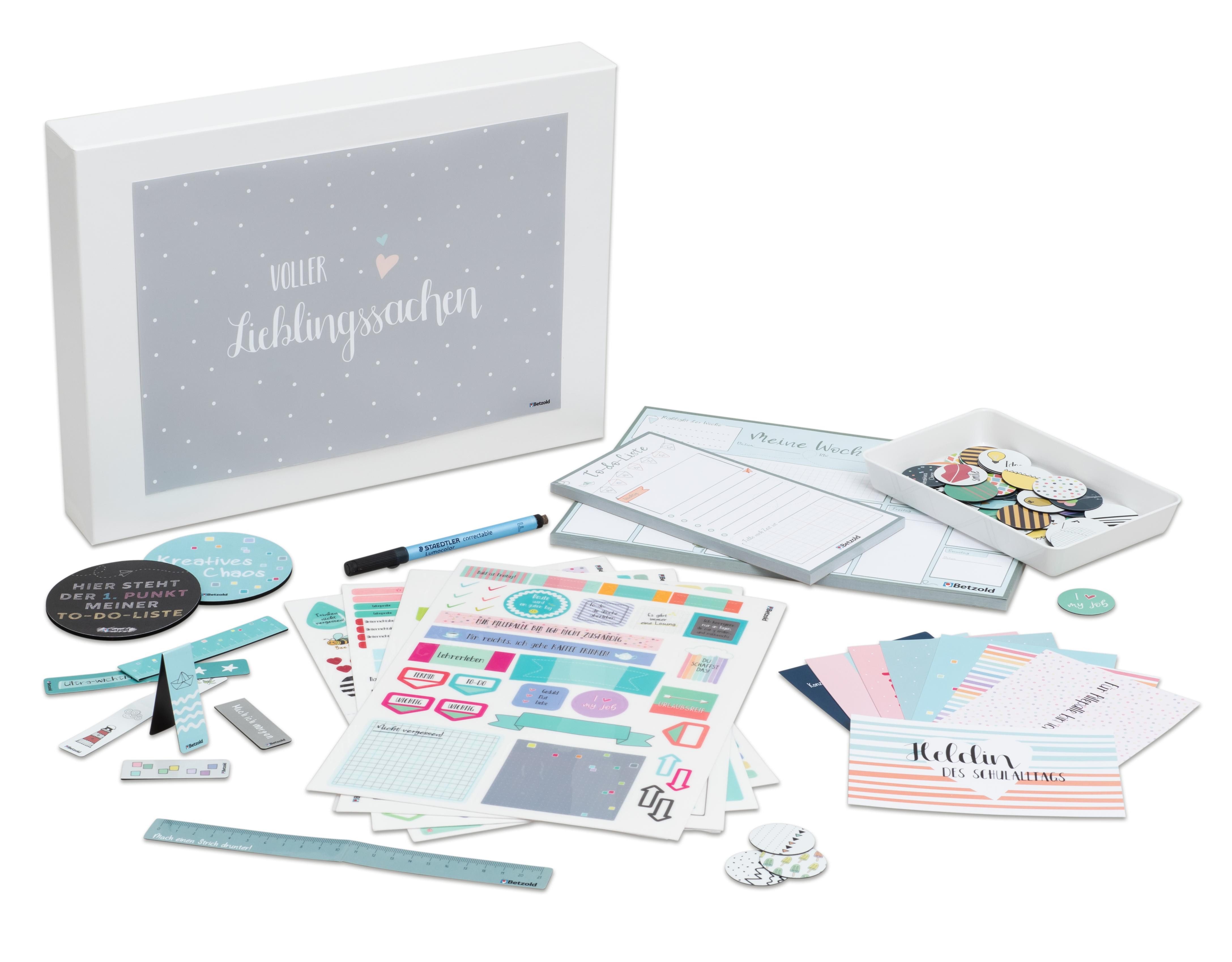 Betzold Schreibtischaufsatz Bürohelfer-Set „Voller Lieblingssachen“, 316-teilig