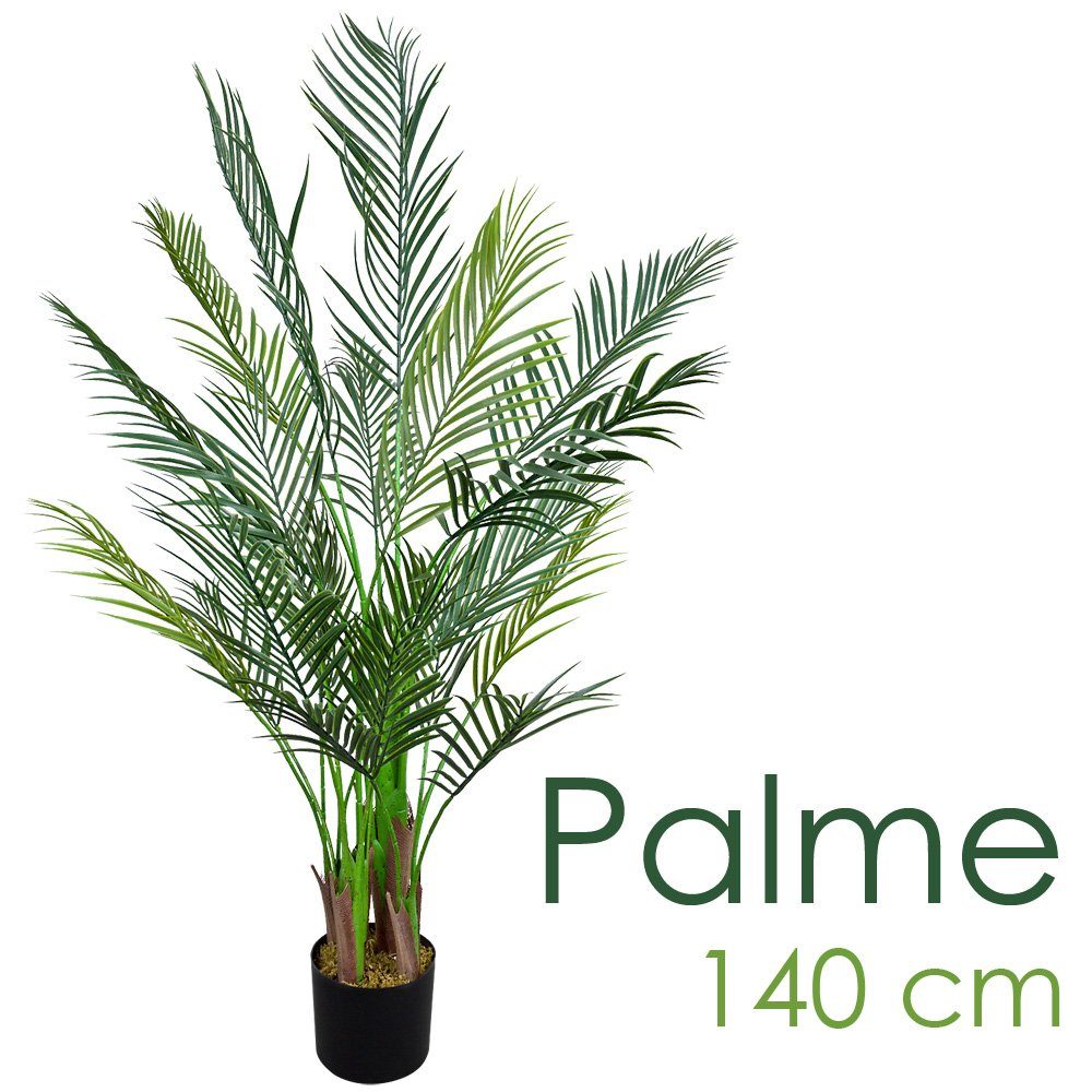 Palmenbaum Künstliche Kunstpflanze Pflanze 140 Palme Decovego, Arekapalme Decovego Kunstpflanze cm