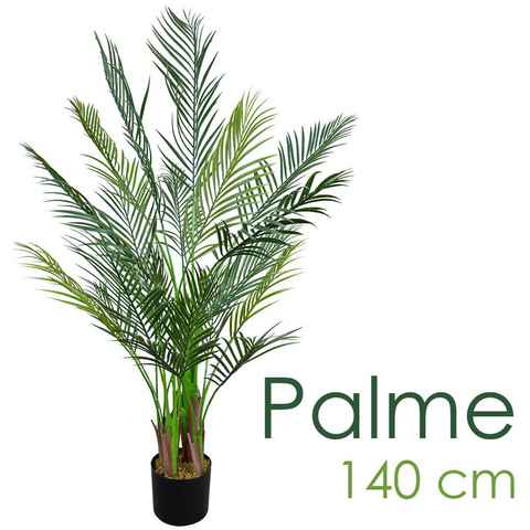 Kunstpalme Kunstpflanze Palme Palmenbaum Arekapalme Künstliche Pflanze 140 cm, Decovego