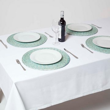 Platzset, Tischset grün im 4er-Set, 40 cm – 4x Platzset rund geflochten, Homescapes