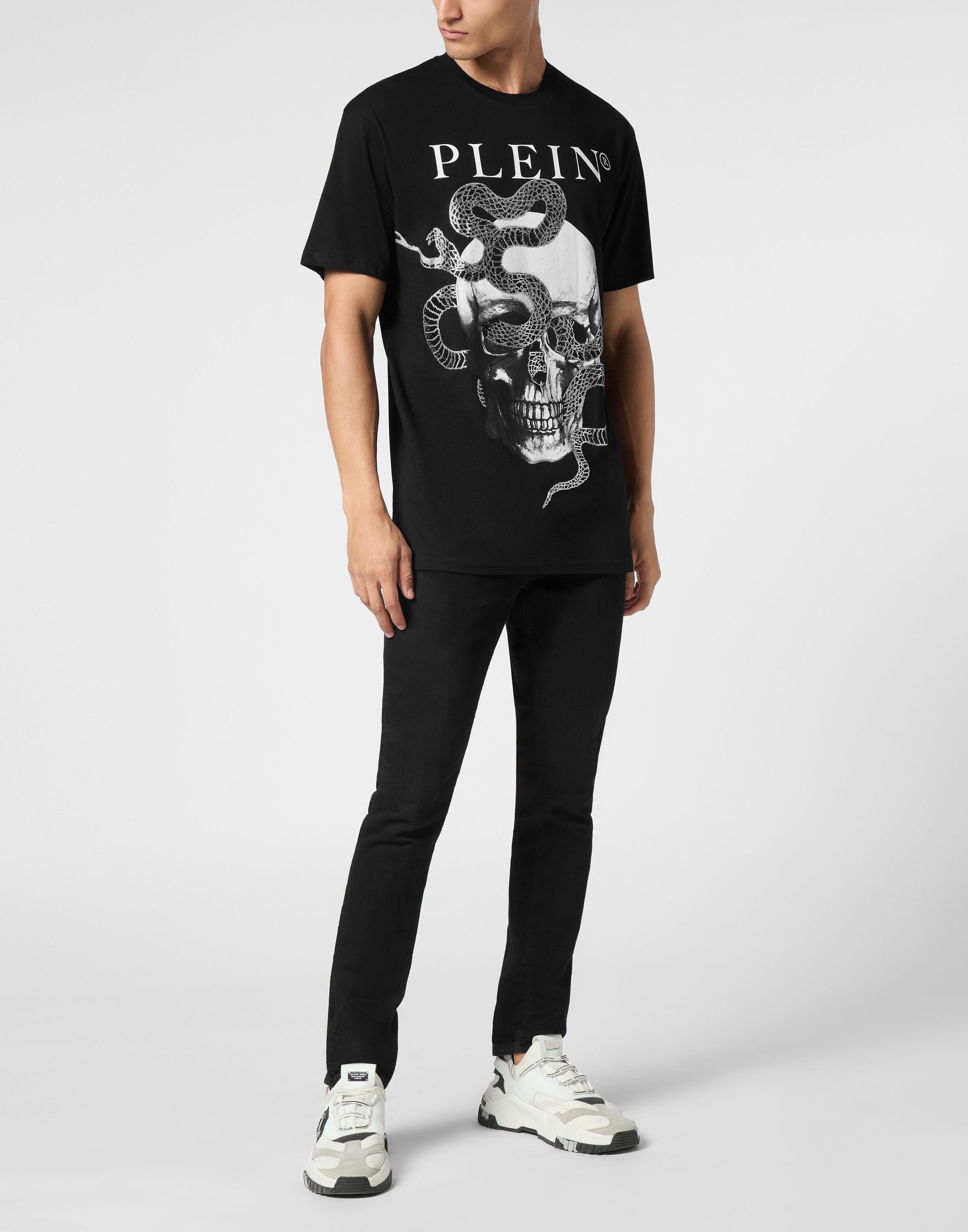 PHILIPP PLEIN T-Shirt Snake Mit Schmucksteinen