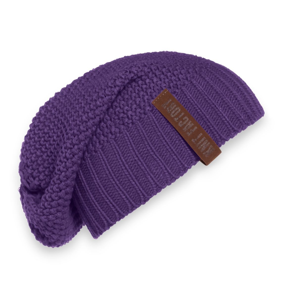 Knit Factory Strickmütze Coco Mützen One Size Glatt Lila (1-St) Mütze Strickmütze Kopfbedeckung Hut Wollmütze