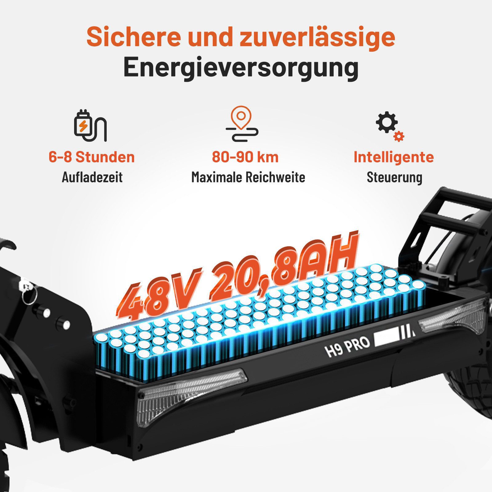 HITWAY E-Scooter 10"Elektroroller mit Straßenzulassung(ABE)70-120km,15,6/20,8/27Ah Akku, 500 W, 20,00 km/h, (mit Schutzblech), höhenverstellbar, vollgefedert, klappbar mit APP für Erwachsene