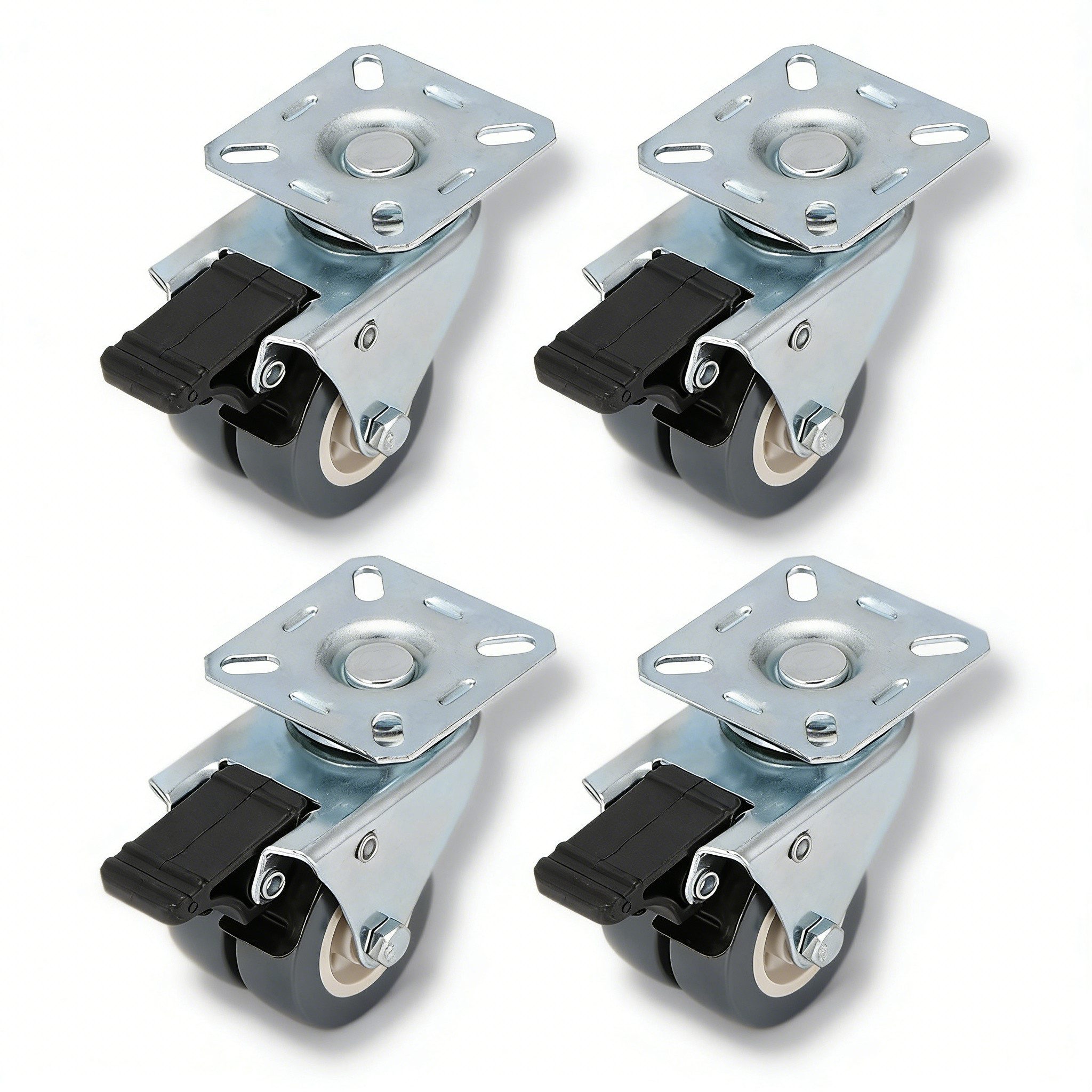 BlingBin Schwerlastrolle 4/8 Stücke 50mm Lenkrollen Doppelrollen Möbelrollen mit Bremse, (4er Set, 4-St., 4 Stück), Transportrollen 360° Drehbar Kein Geräusch für Wohn- und Büro