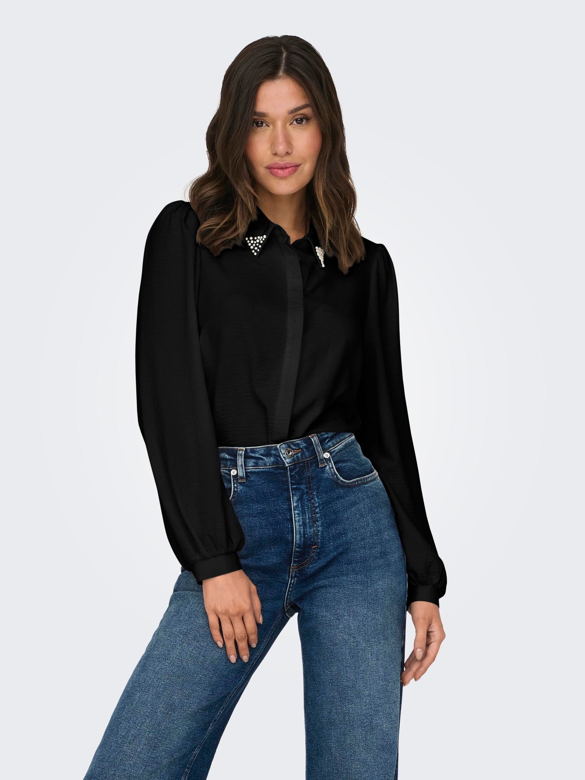 ONLY Hemdbluse ONLMETTE PEARL LS SHIRT WVN Kunstfaser, regular fit