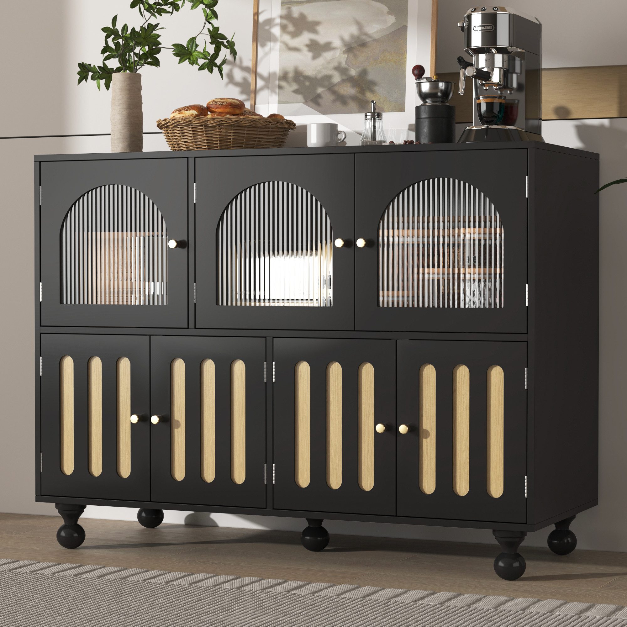 HAUSS SPOLE Sideboard mit Glastür, runde günstig online kaufen