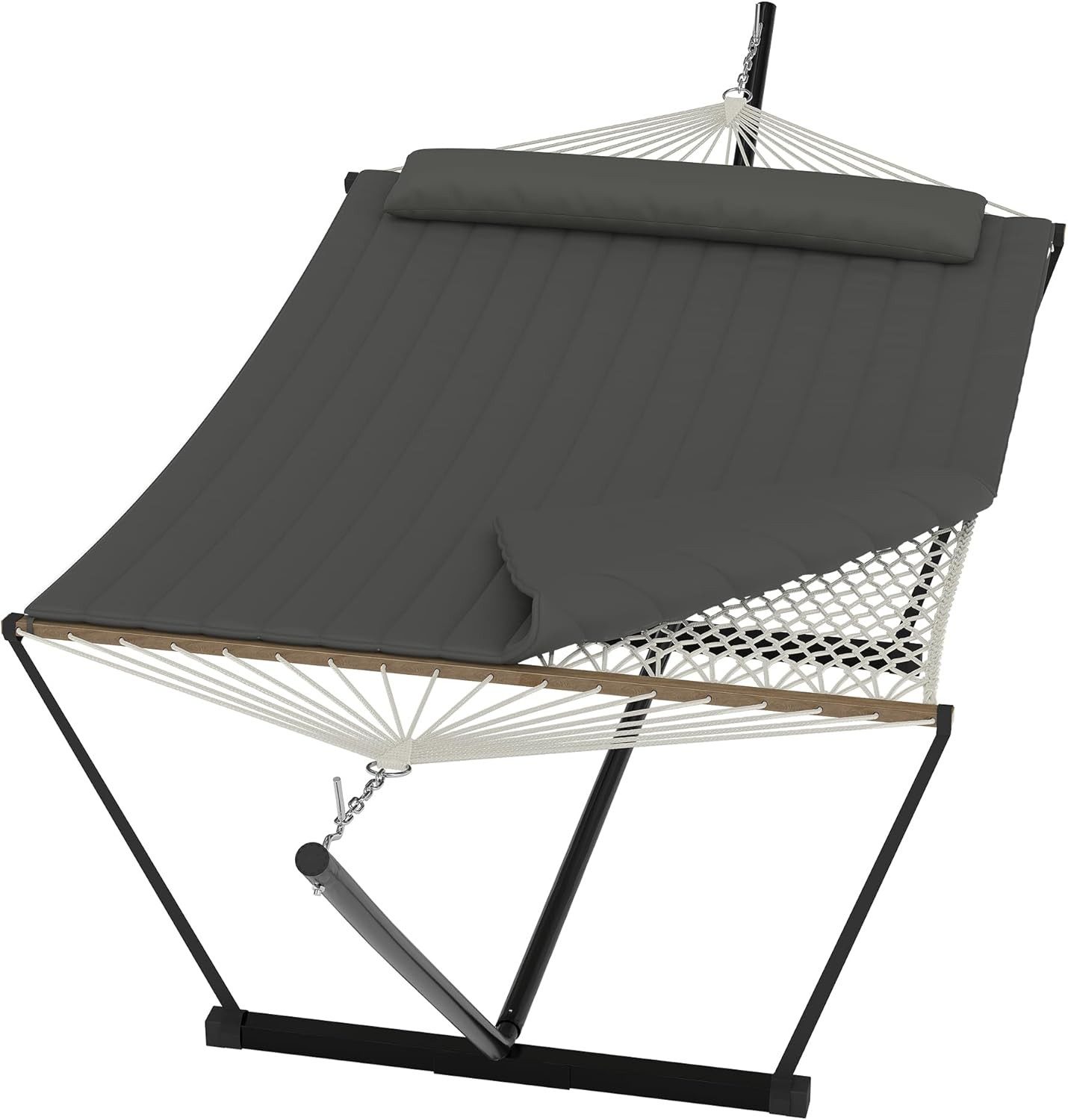 GarveeMore Hängematte mit verstellbarem Stahlgestell für den Außenbereich,robuste,tragbare, Doppelhängematte mit Gestell für Terrasse,Garten,Strand und Hinterhof
