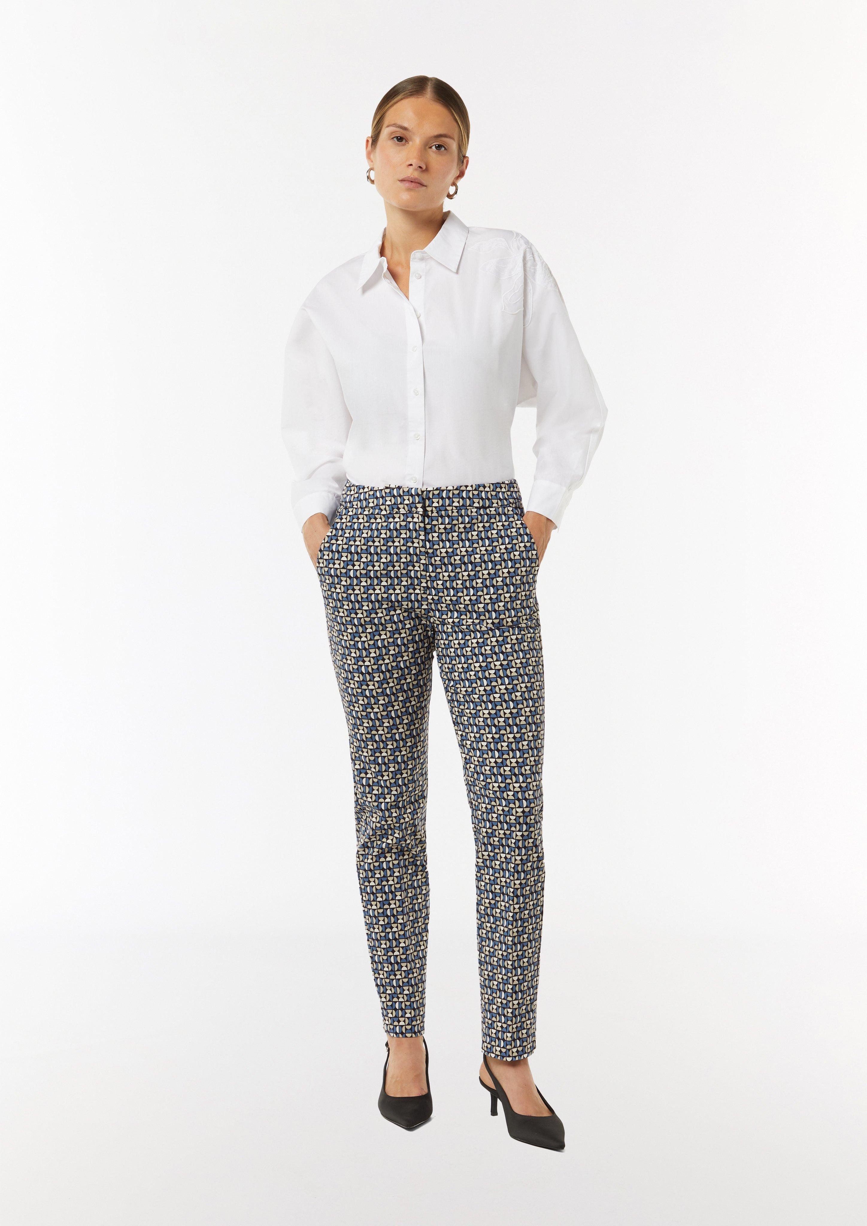 7/8-Hose Gemusterte Viskosestretch-Hose im Slim Fit