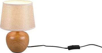 TRIO Leuchten Schreibtischlampe Luxor, Ein-/Ausschalter, ohne Leuchtmittel, warmweiß - kaltweiß, Keramik Tischleuchte in Holzoptik, mit Stoffschirm, exkl 1xE14 max 40W