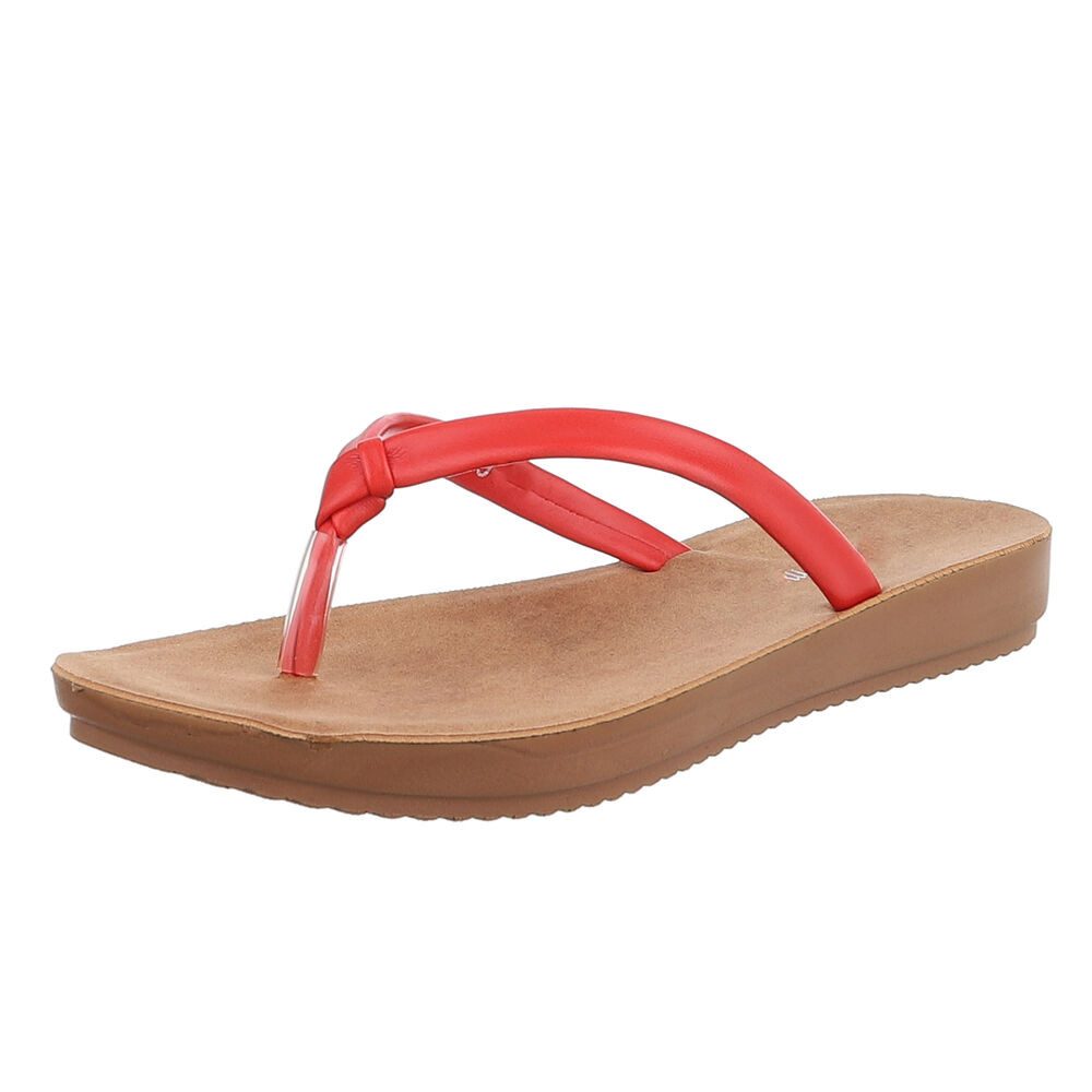Ital-Design Bequeme Flip-Flops mit goldenen Details für den Sommer Zehentrenner (89372776) Keilabsatz/Wedge Zehentrenner in Rot