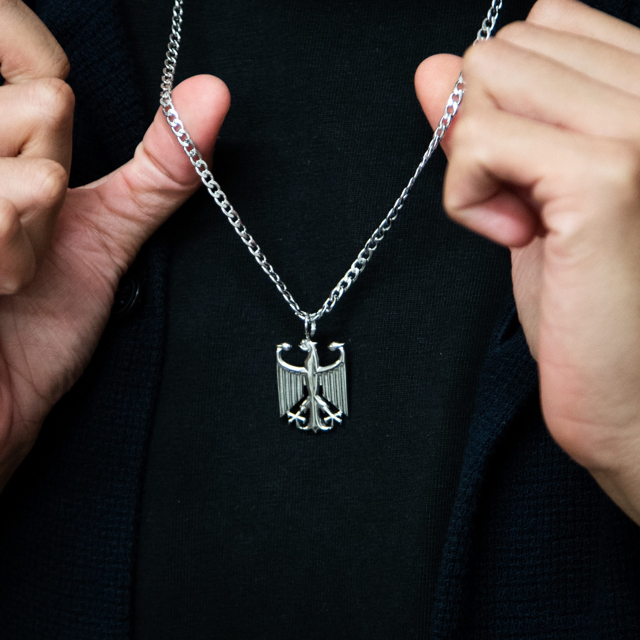 d'origine Kette mit Anhänger Deutschland Kette Herren – Bundesadler Wappen (Edelstahl) – Bild 3 von 4