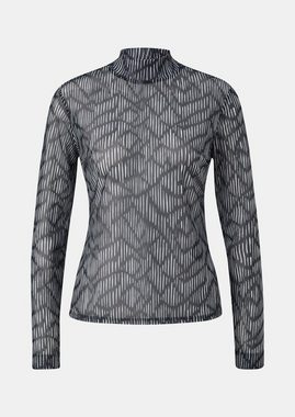 comma casual identity Langarmshirt Mesh-Longsleeve mit Stehkragen