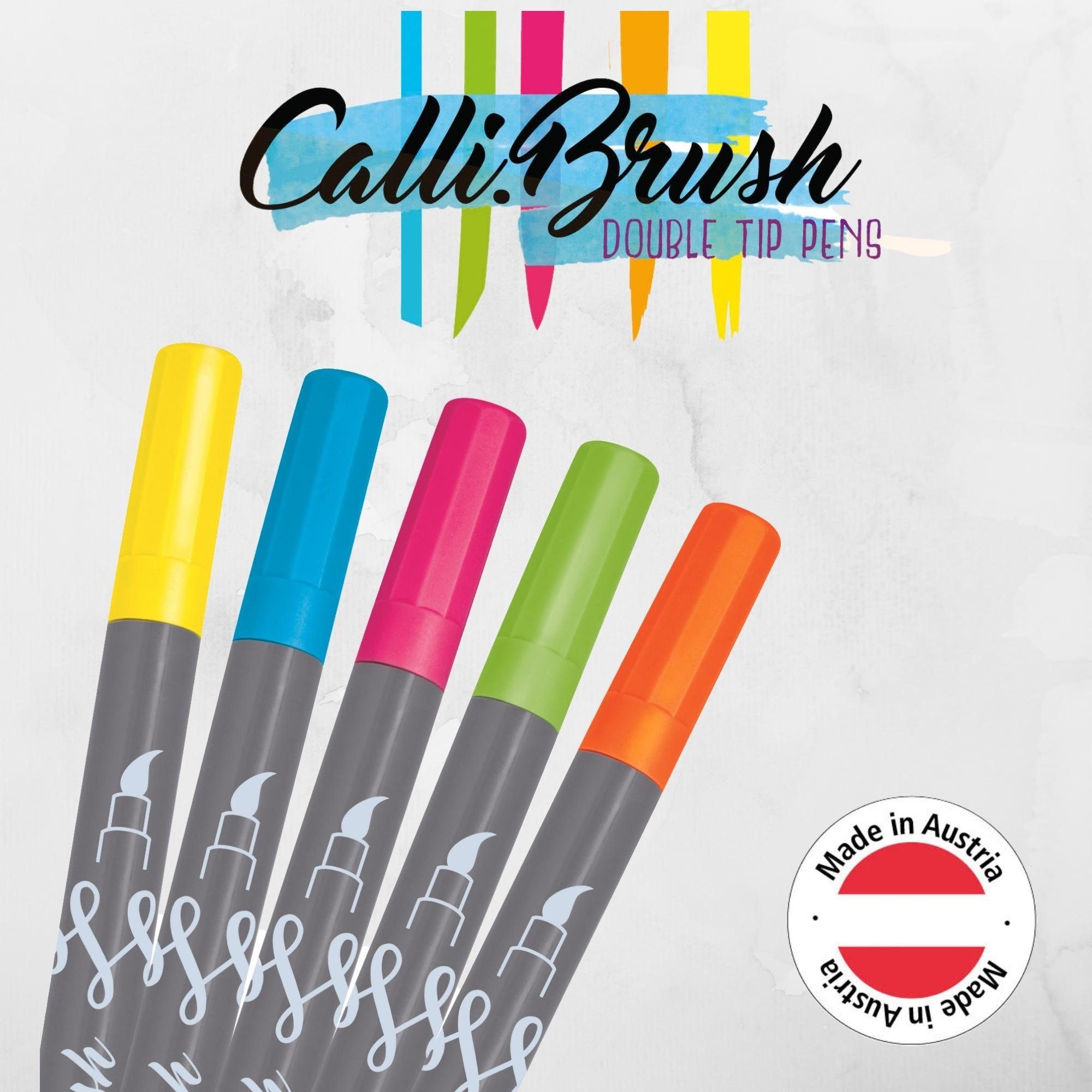Online Pen Fineliner Calli.Brush, Brush Neon 5x Pens, Spitzen Set, Handlettering verschiedene bunte Stifte