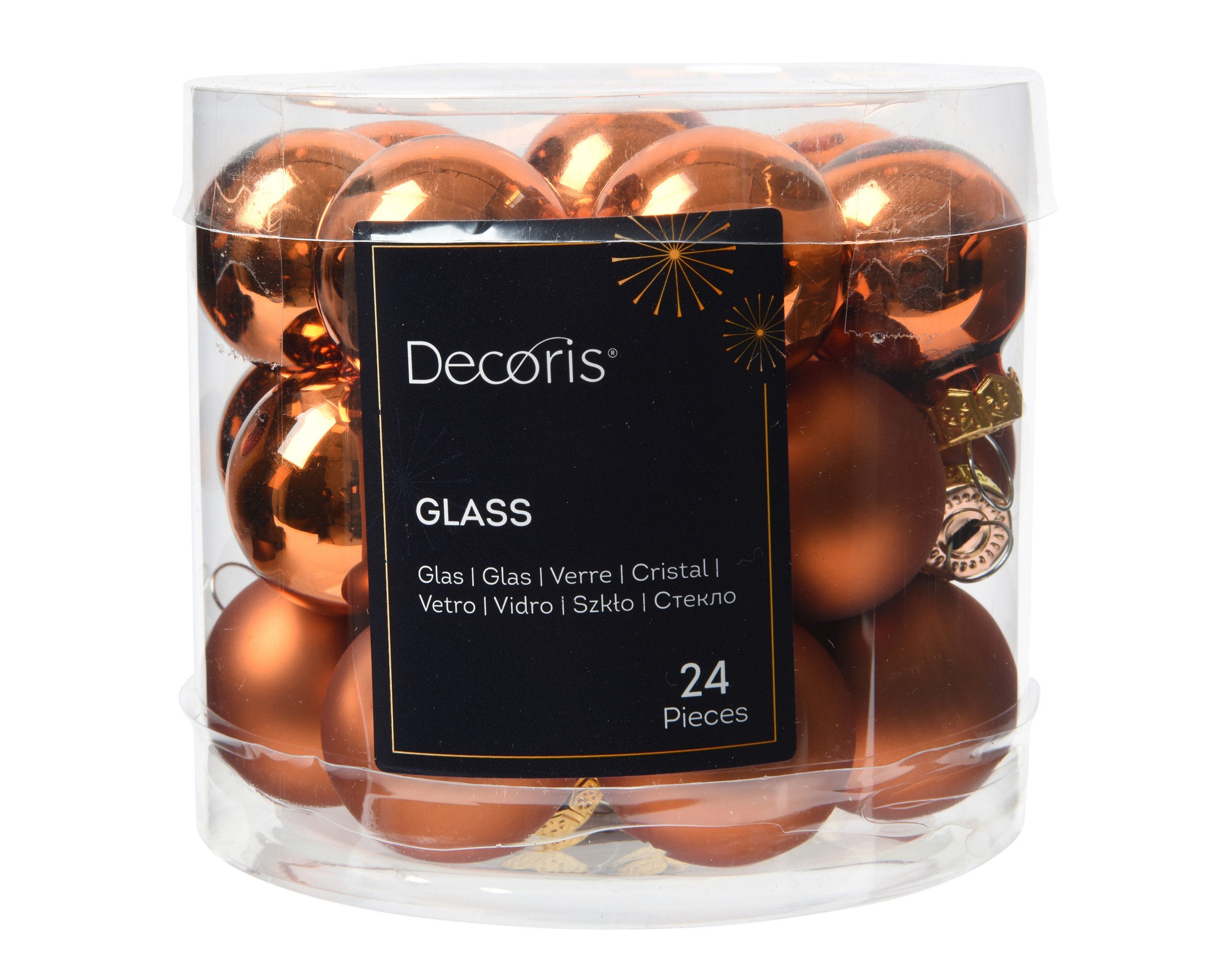 Kaemingk Weihnachtsbaumkugel, Weihnachtskugeln Glas 2,5cm 24 Stück - Warm Orange
