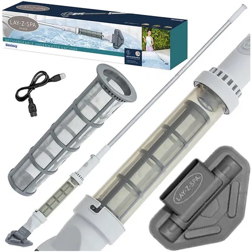 BESTWAY Poolbodensauger Akku-Poolsauger Unterwasserreiniger Beckenreinigung, (Spar-Set, 1-St., 252 cm kabellos), kabellos, USB-Ladung, 50 Min, 0,54-l-Fach
