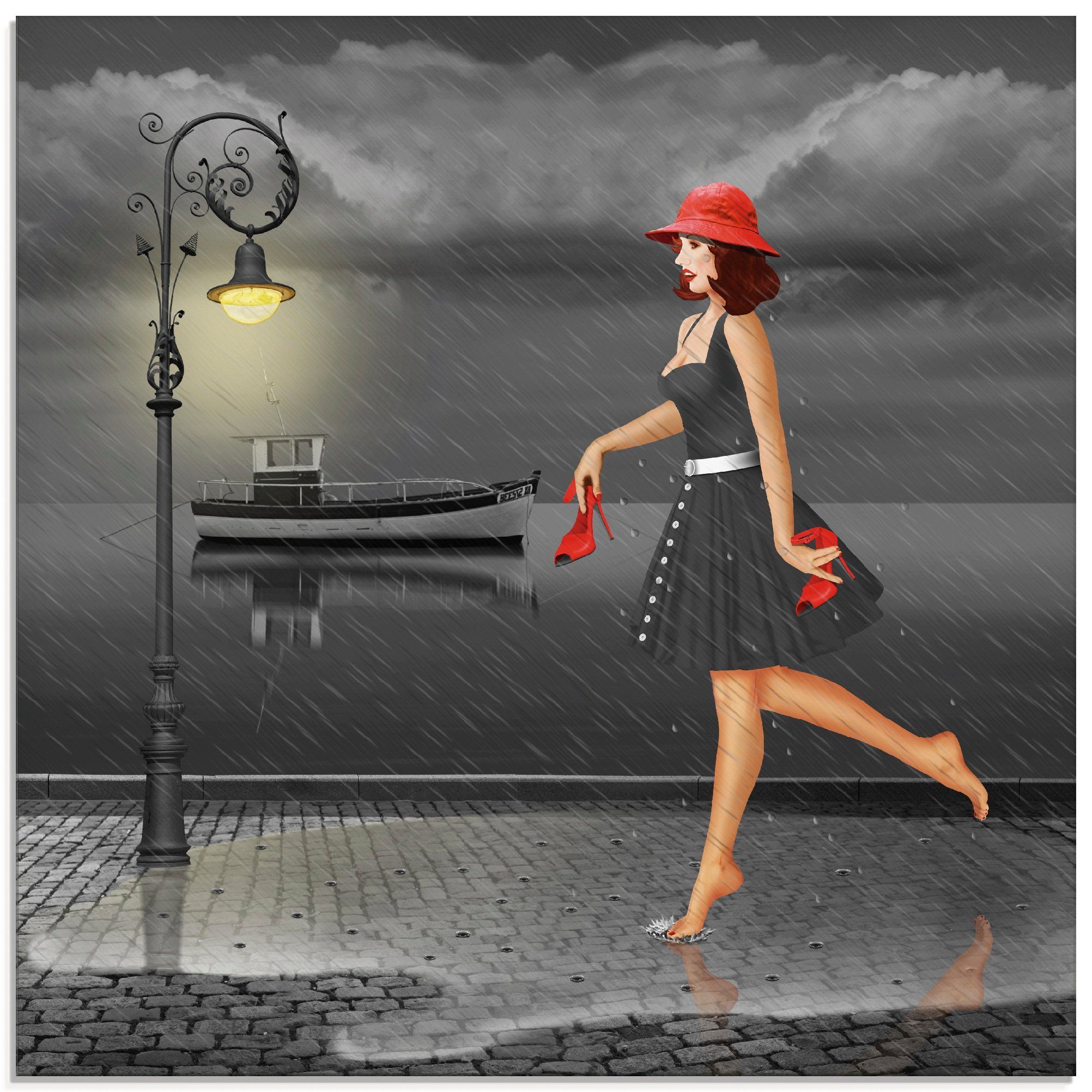 Artland Glasbild Tanzen im Regen, Frau (1 St), in verschiedenen Größen