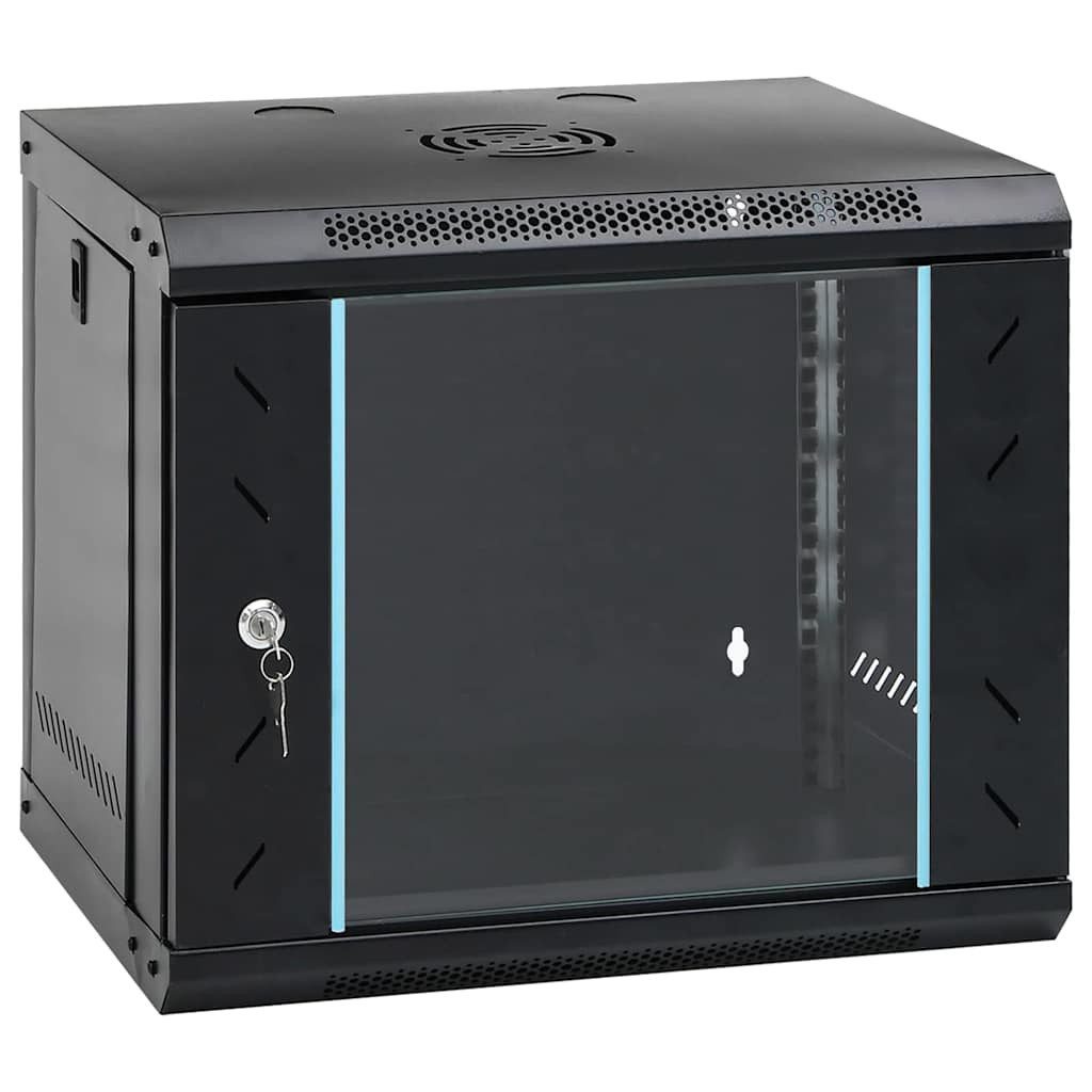 vidaXL Netzwerkschrank mit Speicher Schwarz 53 x 45 x 45 cm Stahl Netzwerk-Adapter