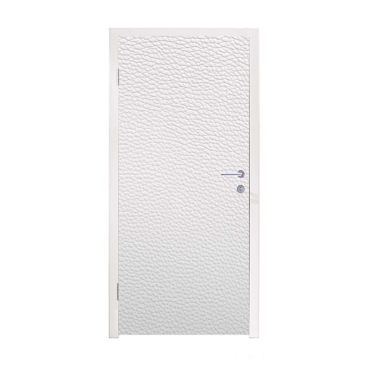 MuchoWow Türtapete Leder - Strukturiert - Leder-Optik - Weiß, Matt, bedruckt, (1 St), Fototapete für Tür, Türaufkleber, 75x205 cm