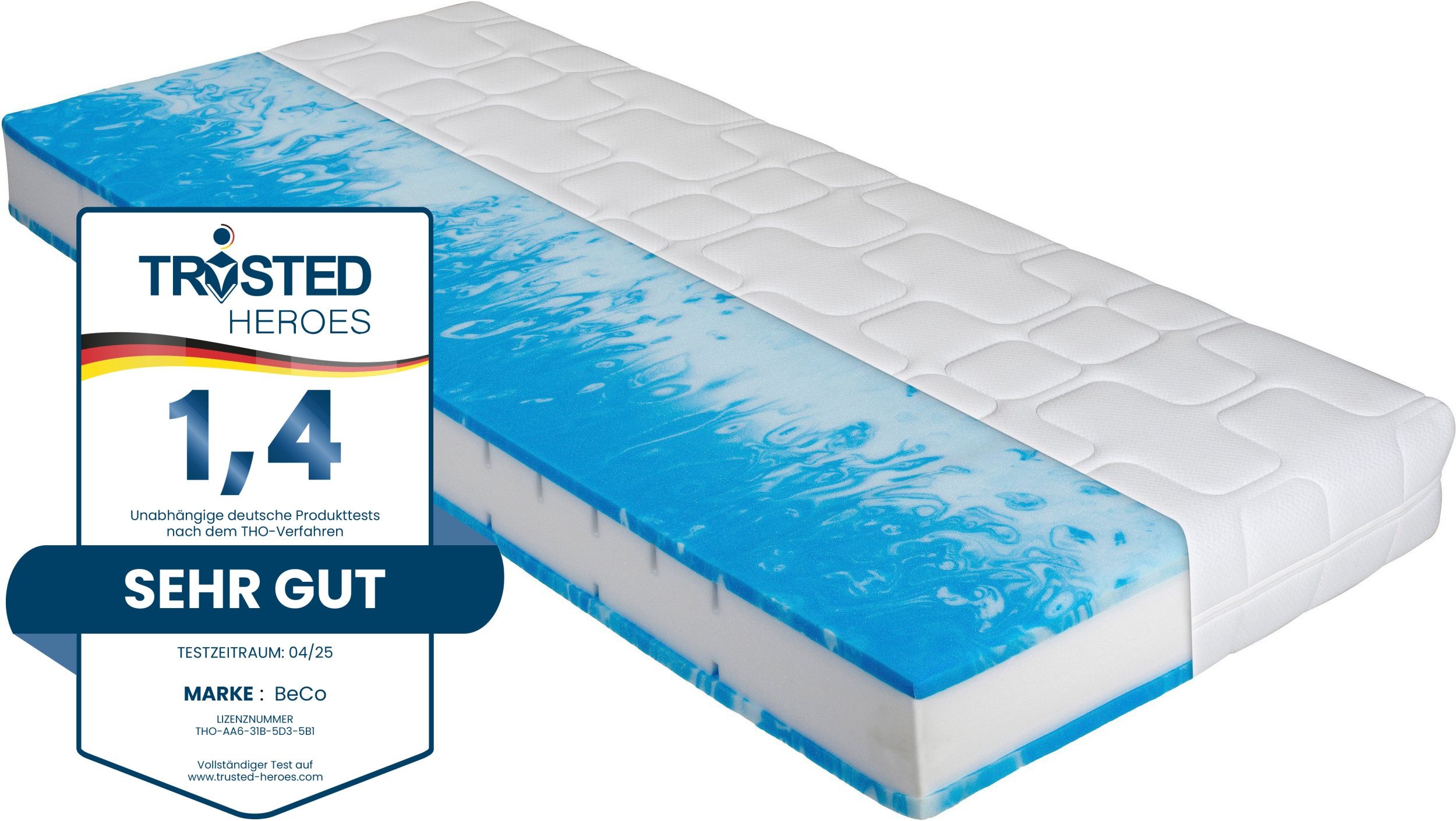 Gelschaummatratze Duo Gel Comfort, Beco, 20 cm hoch, komfortable Matratze in 90x200, 140x200 cm und weiteren Größen