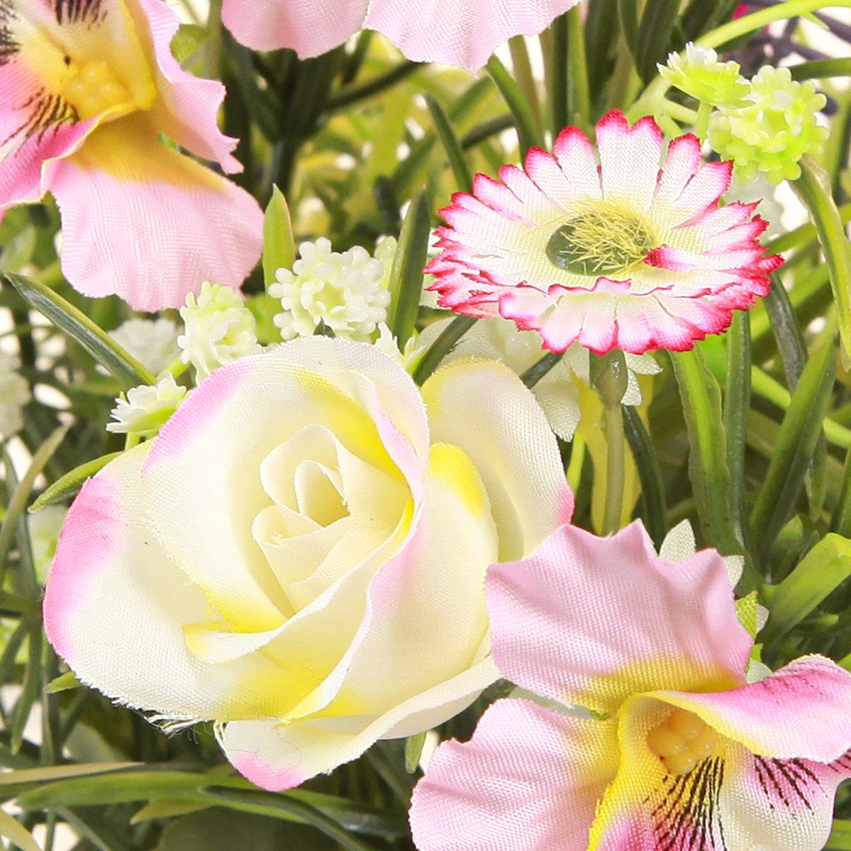 Kunstblumenstrauß Kunstblumenstrauß Creme Rosa Lila Grün günstig online kaufen