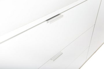 möbelando Kommode Göteborg, Moderne Kommode in skandinavischen Design aus Spanplatte in Weiß, Füßen aus Massivholz in Sonoma-Eiche mit 3 Schubkästen. Breite 80 cm, Höhe 86,5 cm, Tiefe 40 cm