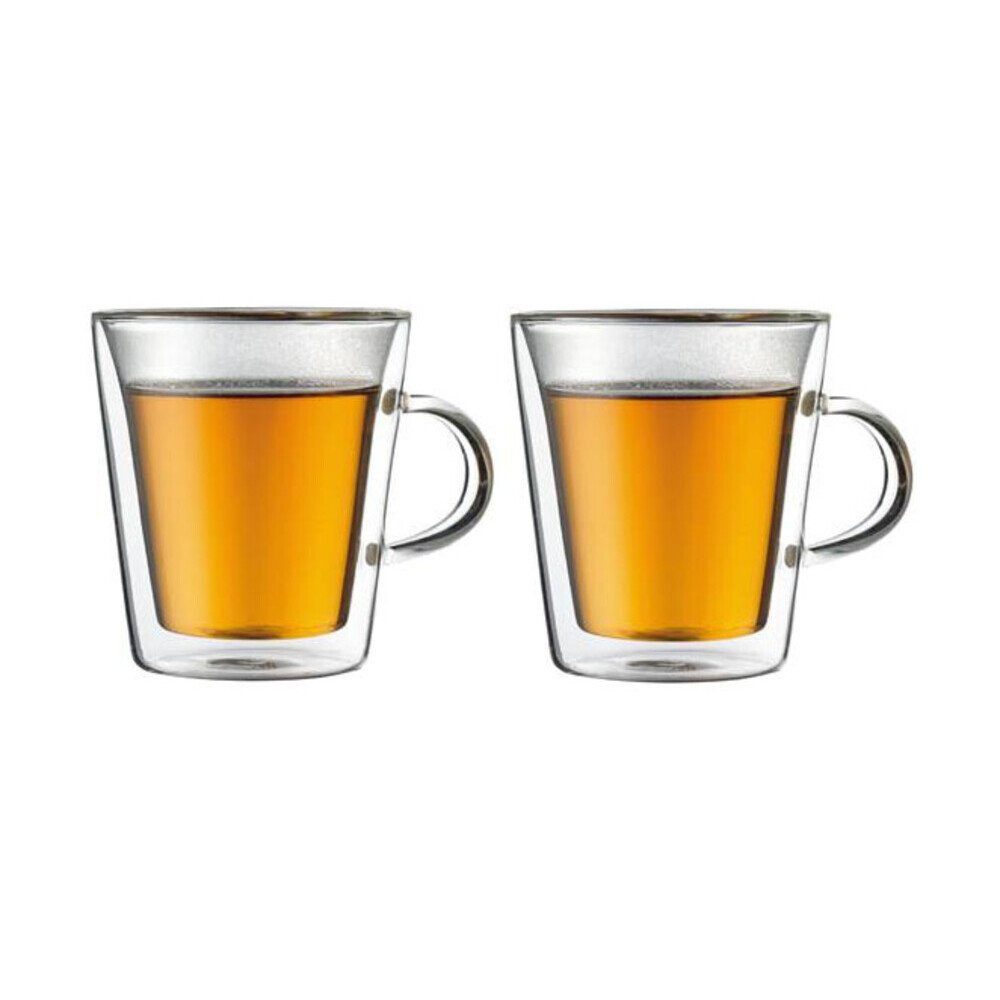 Bodum Thermoglas Thermo-Glas 2er-Set Canteen klar, 2-tlg., Borosilikatglas, Silikon, Thermo-Glas, 2-tlg., 0,2 l, Borosilikatglas
